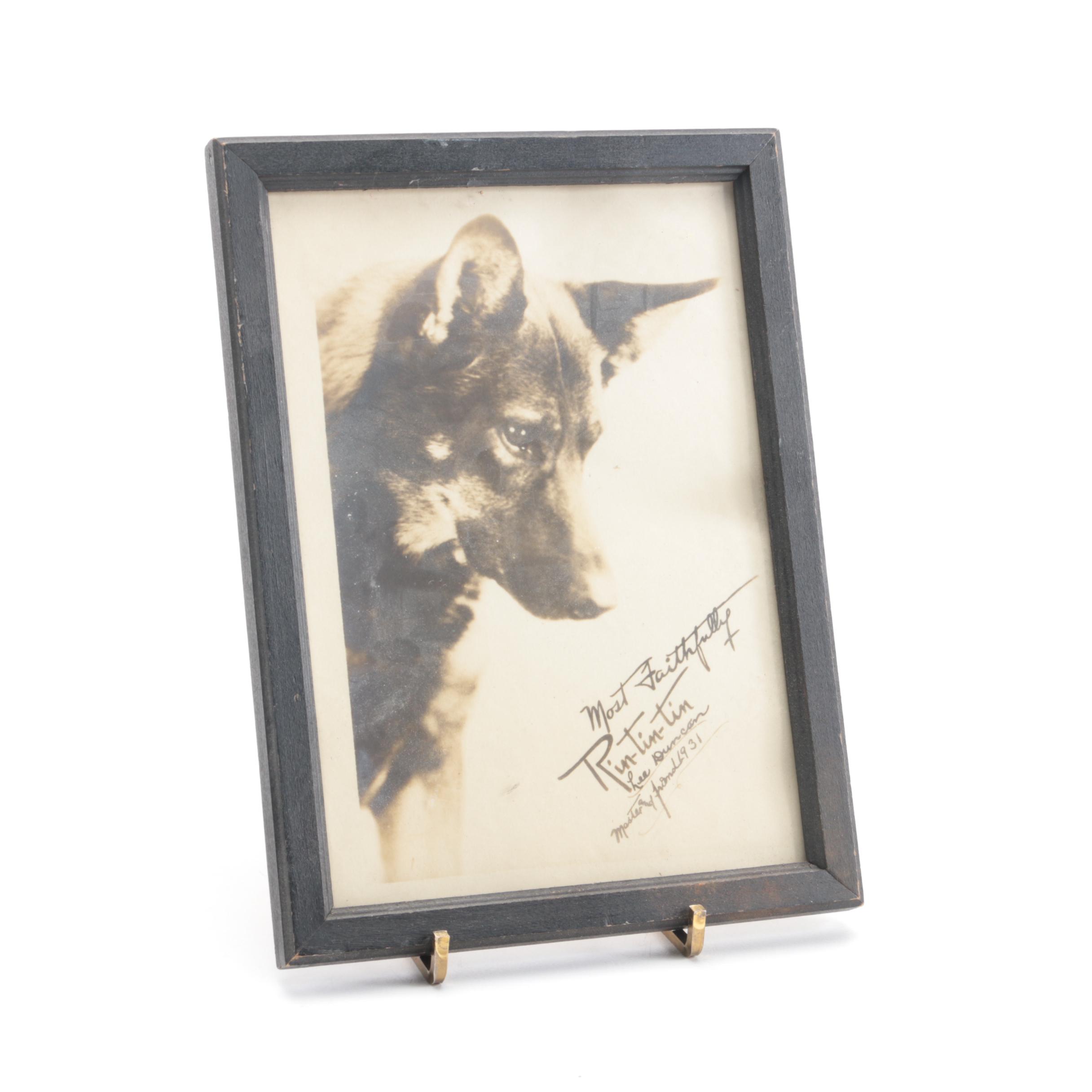 Rin-Tin-Tin Photograph Signed by Lee Duncan, 1931