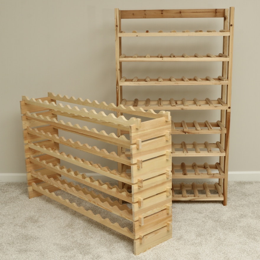 Eight-Tier and Seven-Tier Pine Stacking Wine Racks