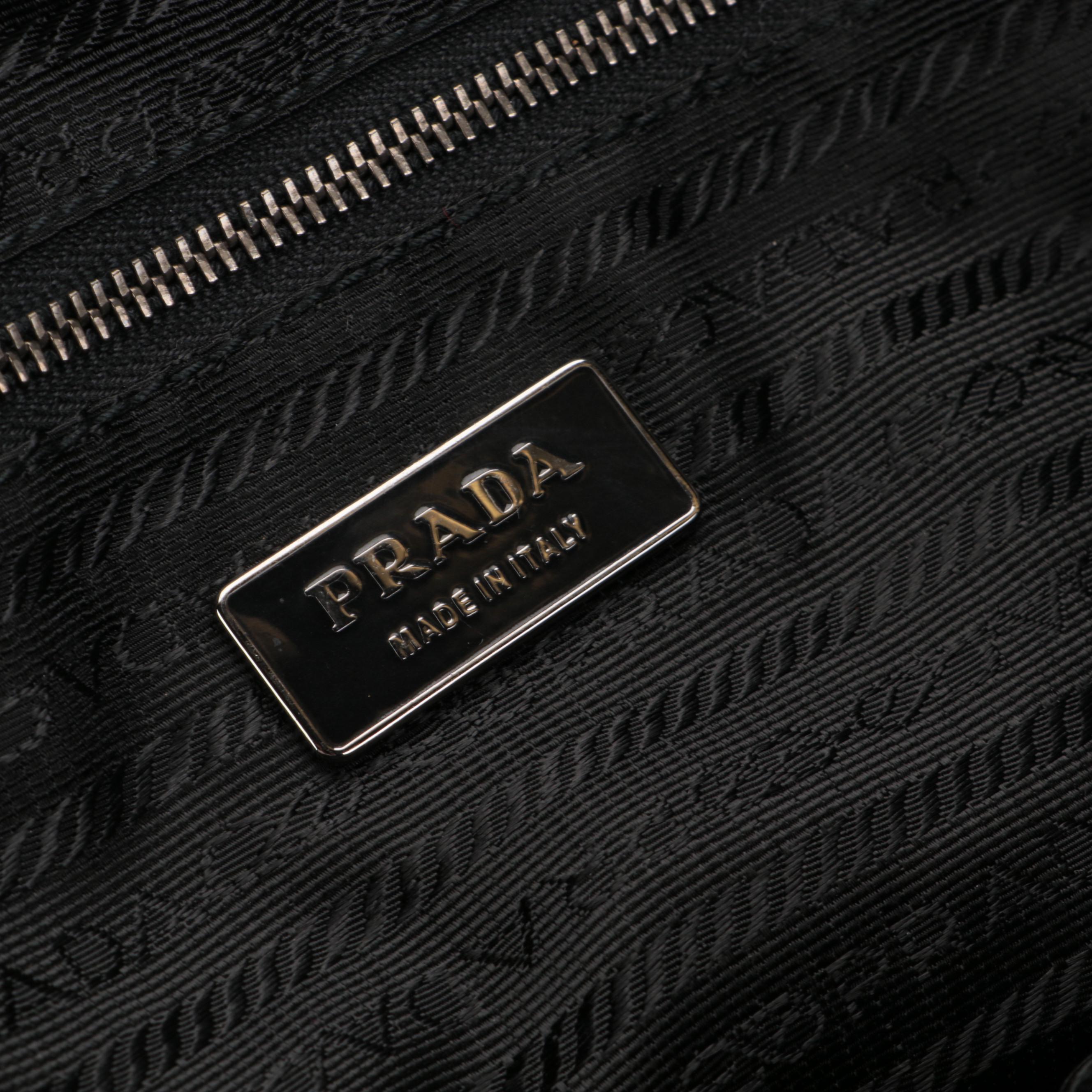 Prada Black Tessuto Nylon and Leather Handbag