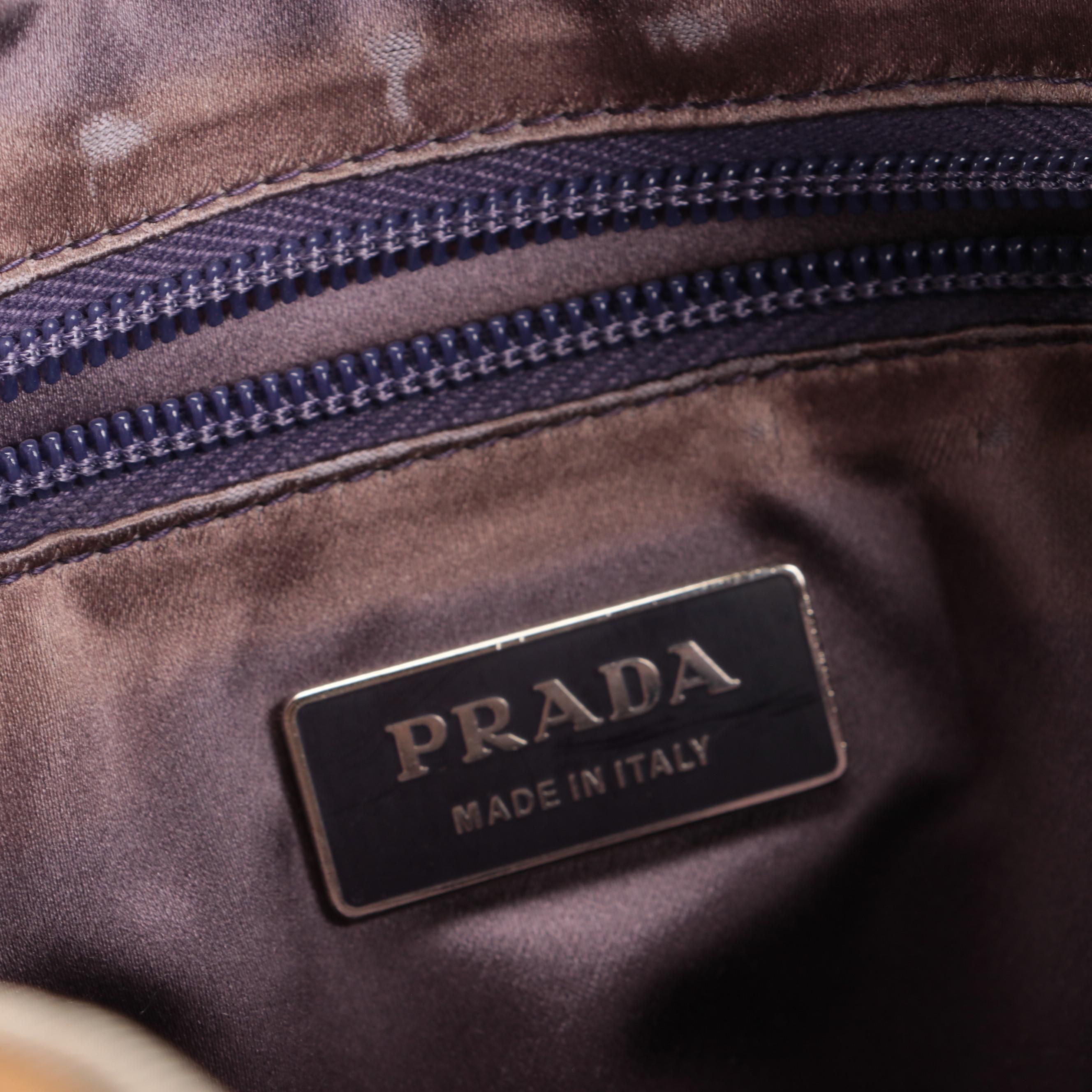 Prada Canvas and Purple Leather Shoulder Bag