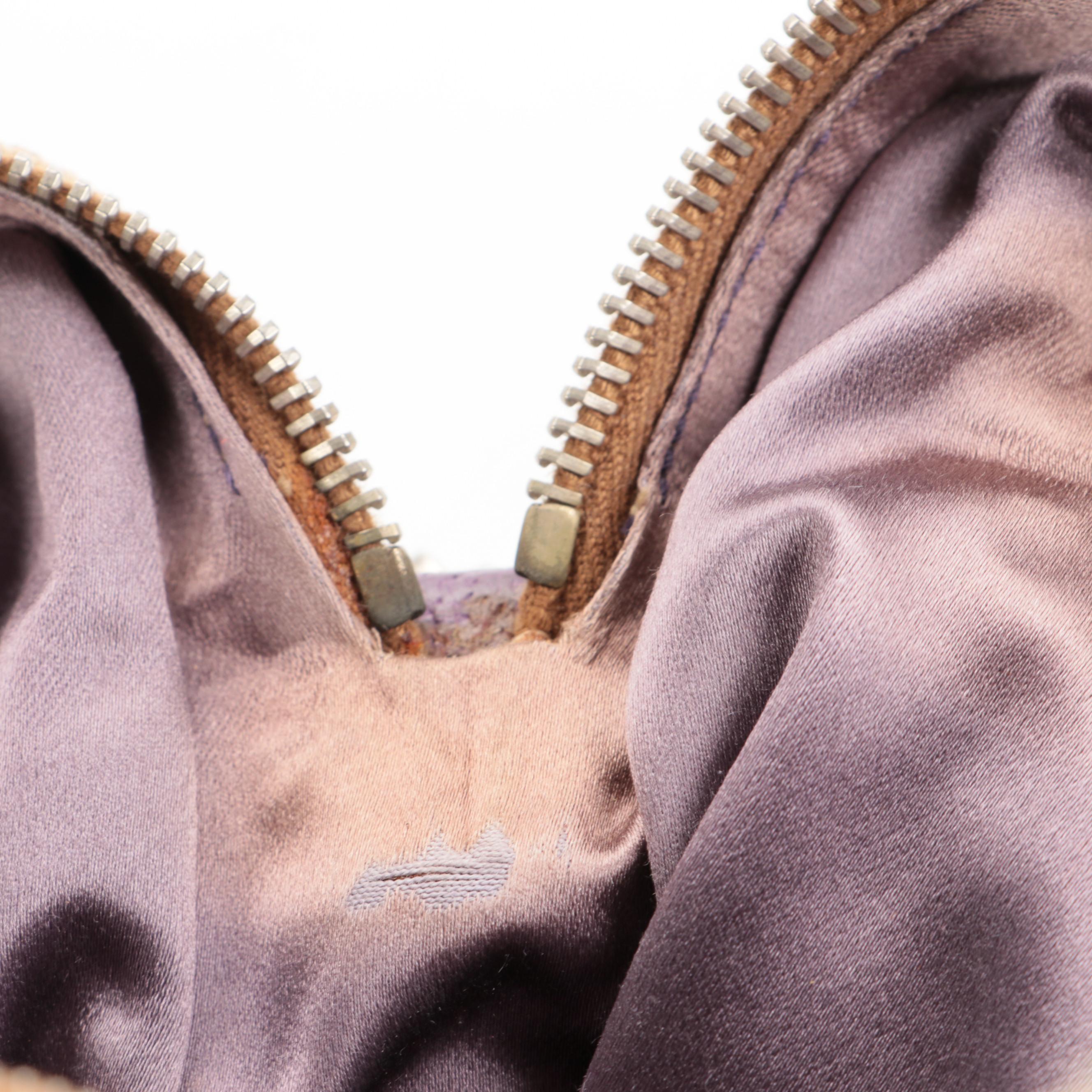 Prada Canvas and Purple Leather Shoulder Bag