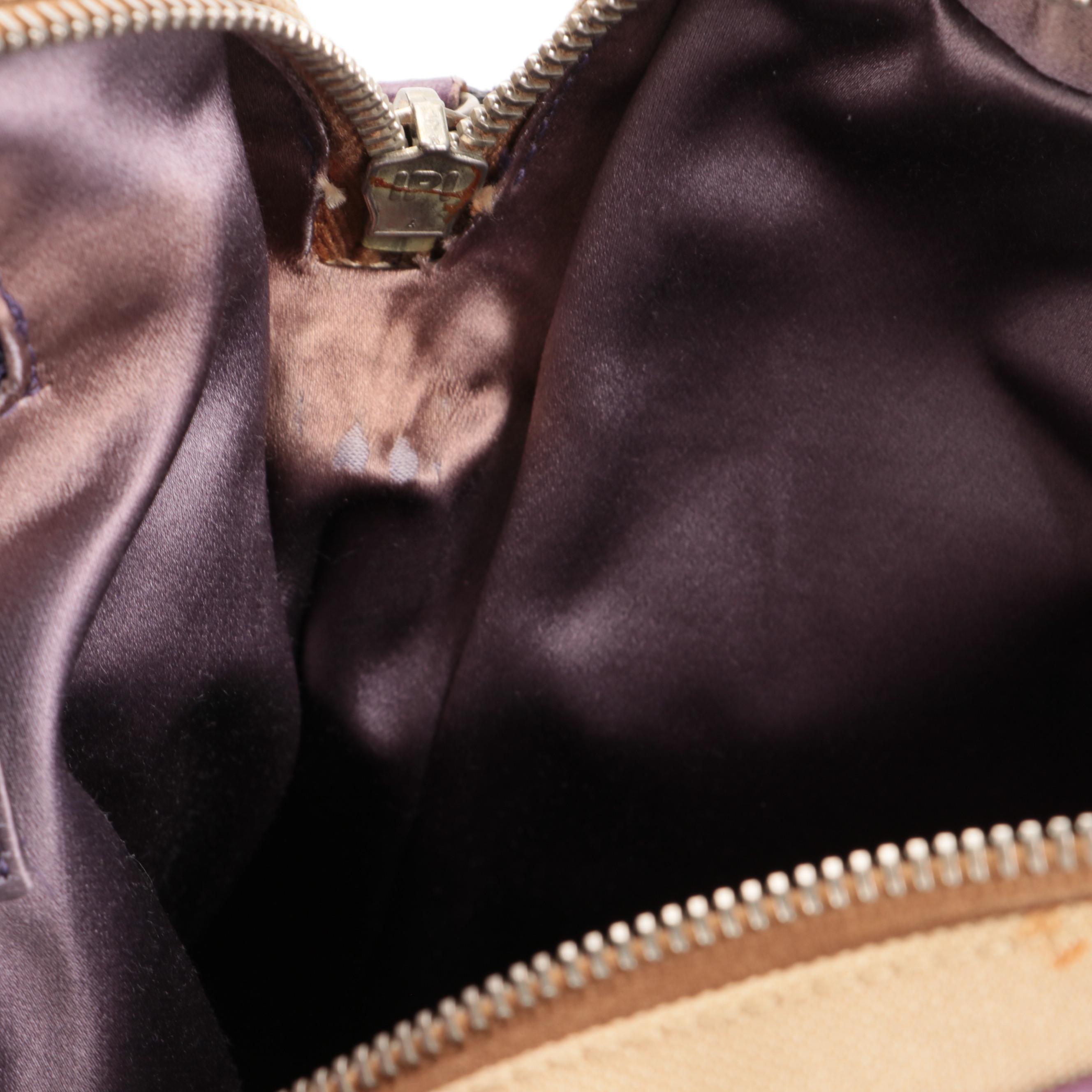 Prada Canvas and Purple Leather Shoulder Bag