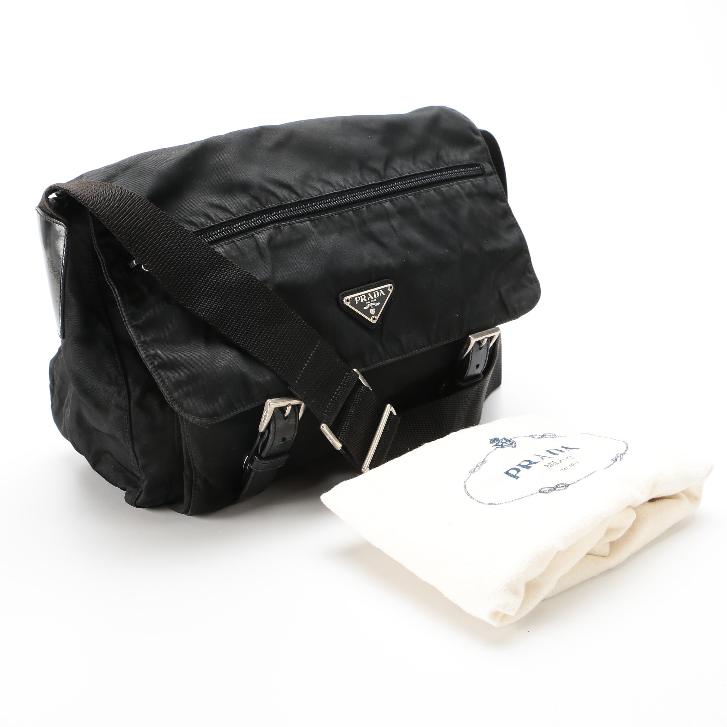 Prada Black Tessuto Nylon Messenger Crossbody