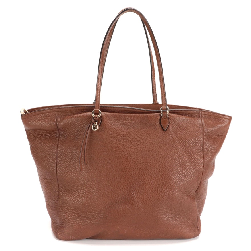 Gucci Tote Bag in Brown Grained Leather