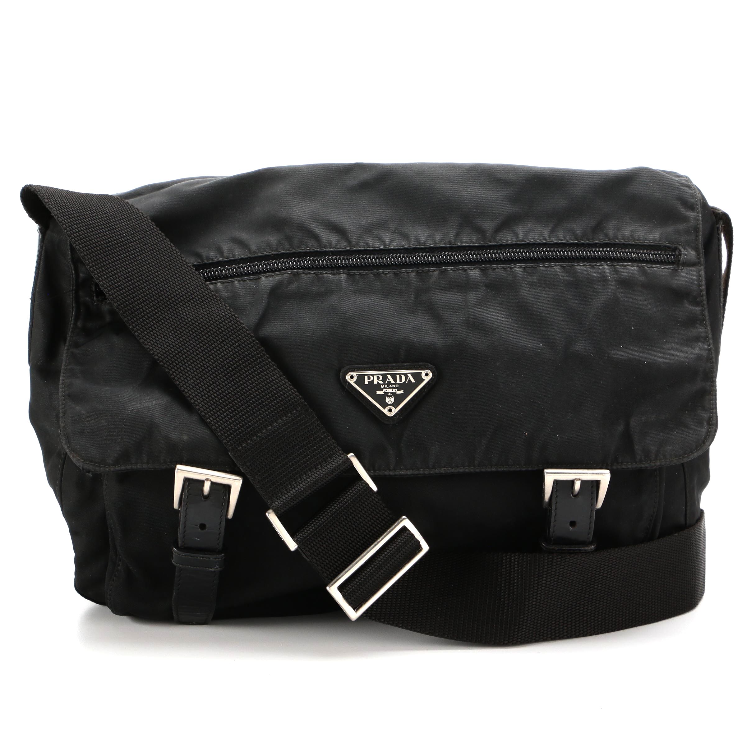 Prada Black Tessuto Nylon Messenger Crossbody