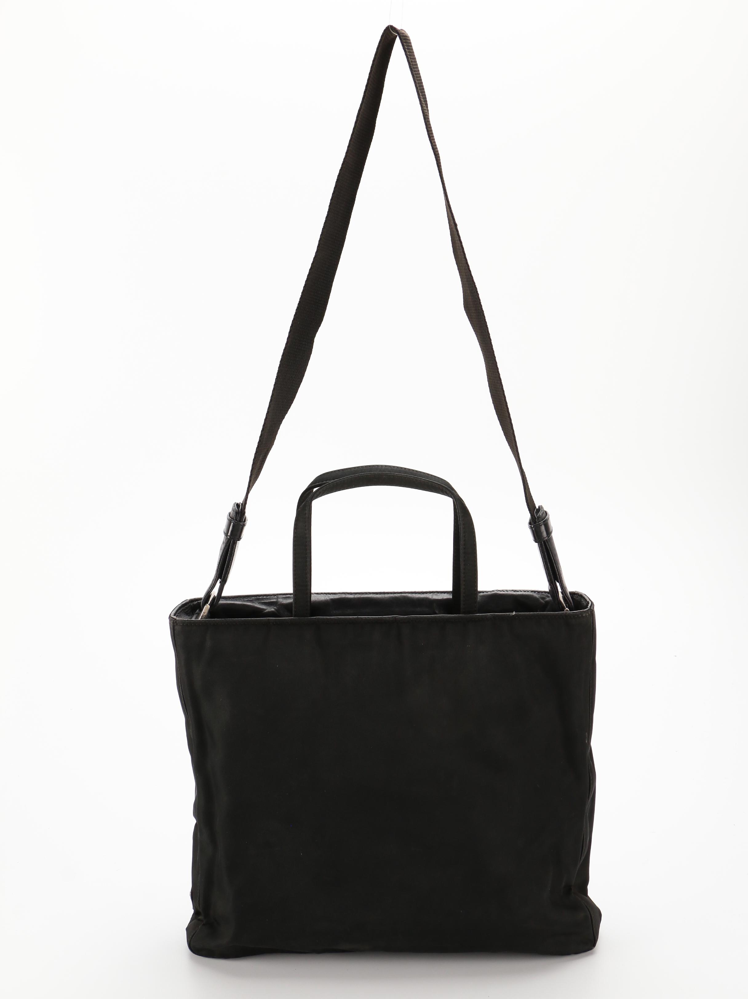Prada Black Nylon Tessuto Shoulder Bag with Leather Trim