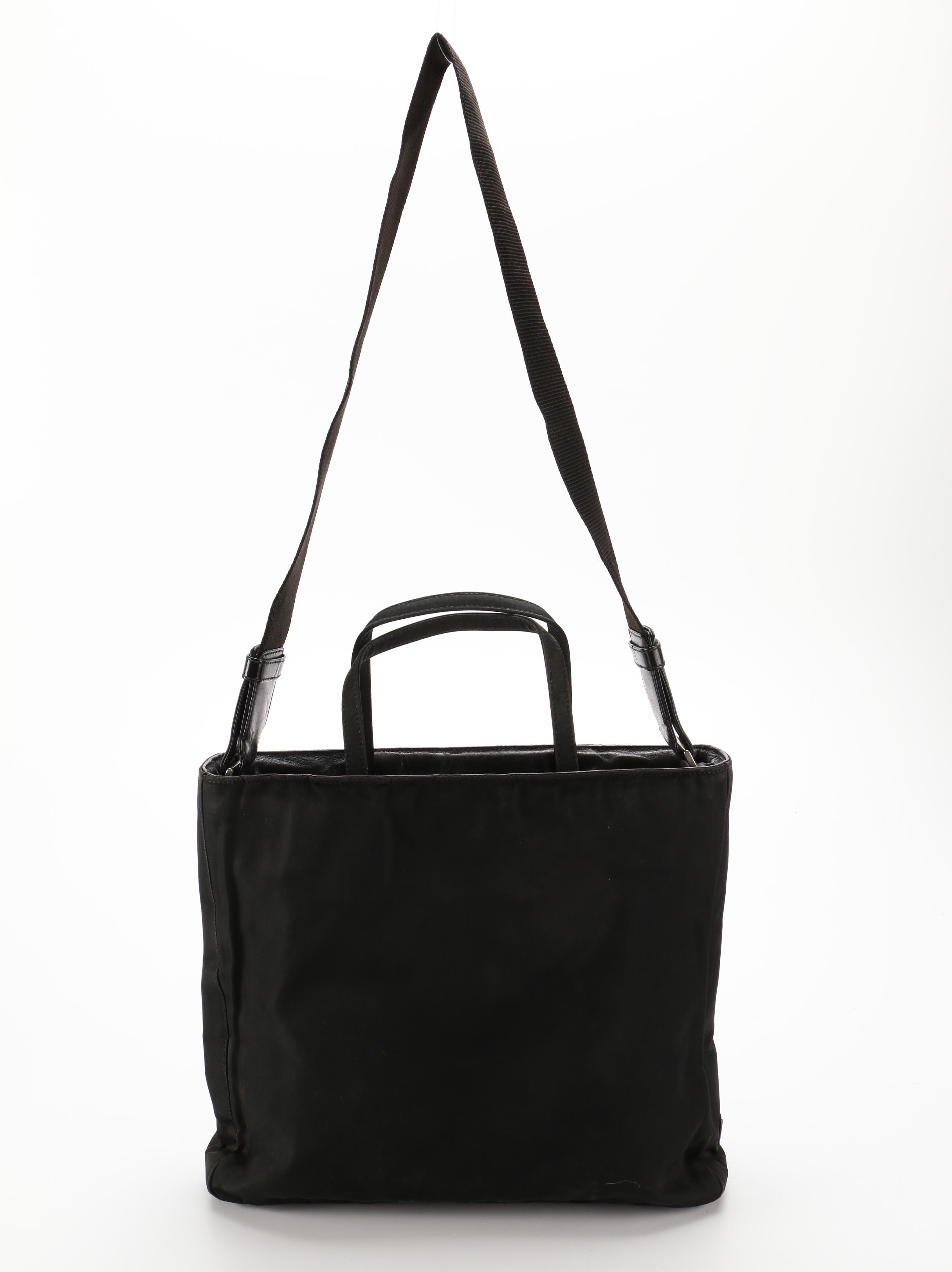 Prada Black Nylon Tessuto Shoulder Bag with Leather Trim