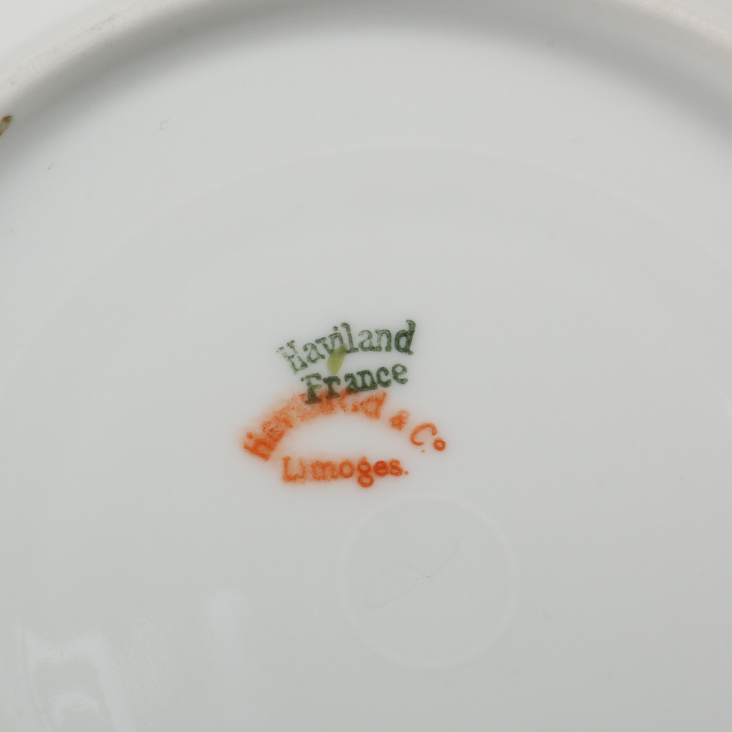 Haviland Limoges Gilt Floral Motif Scalloped Bone China Dinnerware