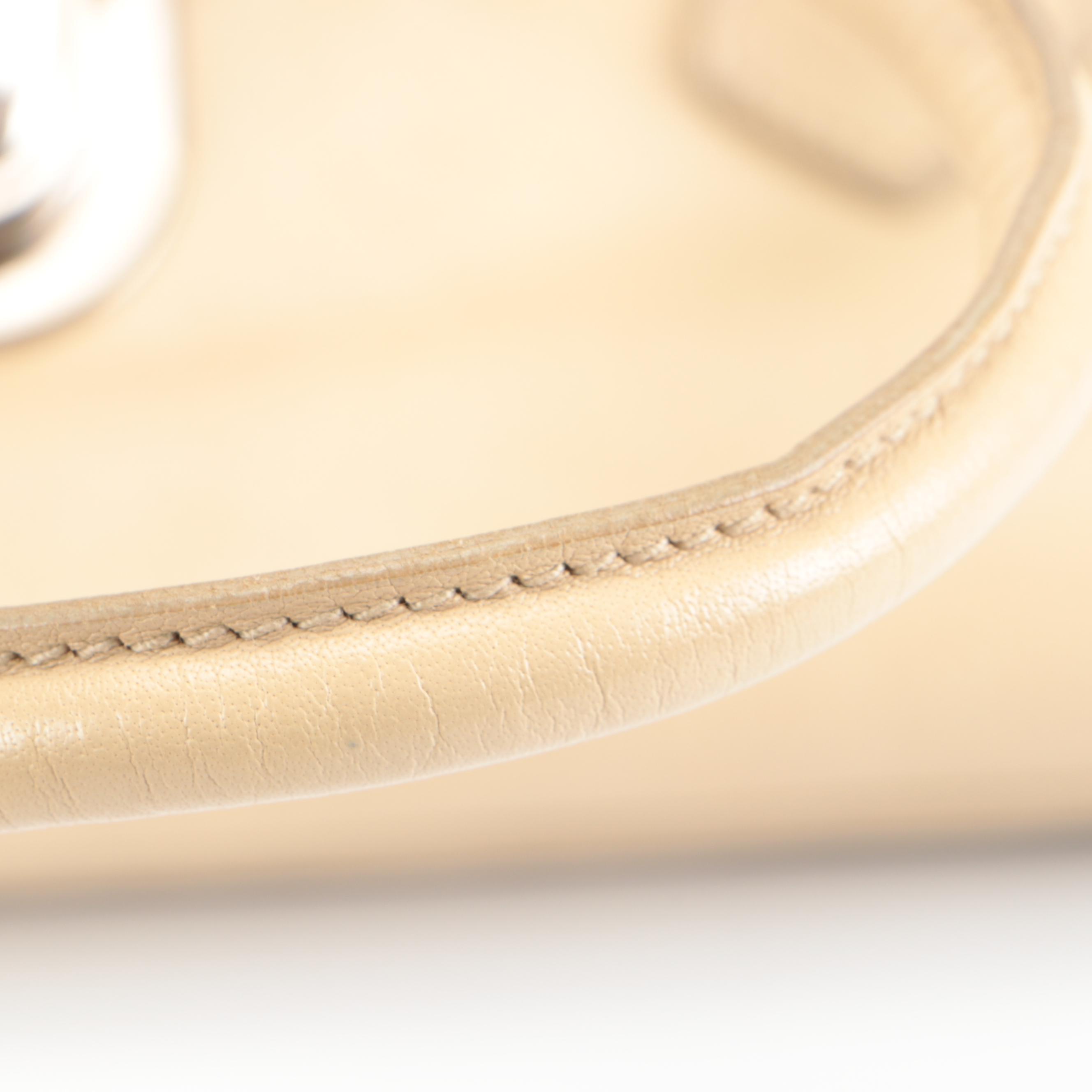 Prada Foldover Front Flap Shoulder Bag in Beige Leather