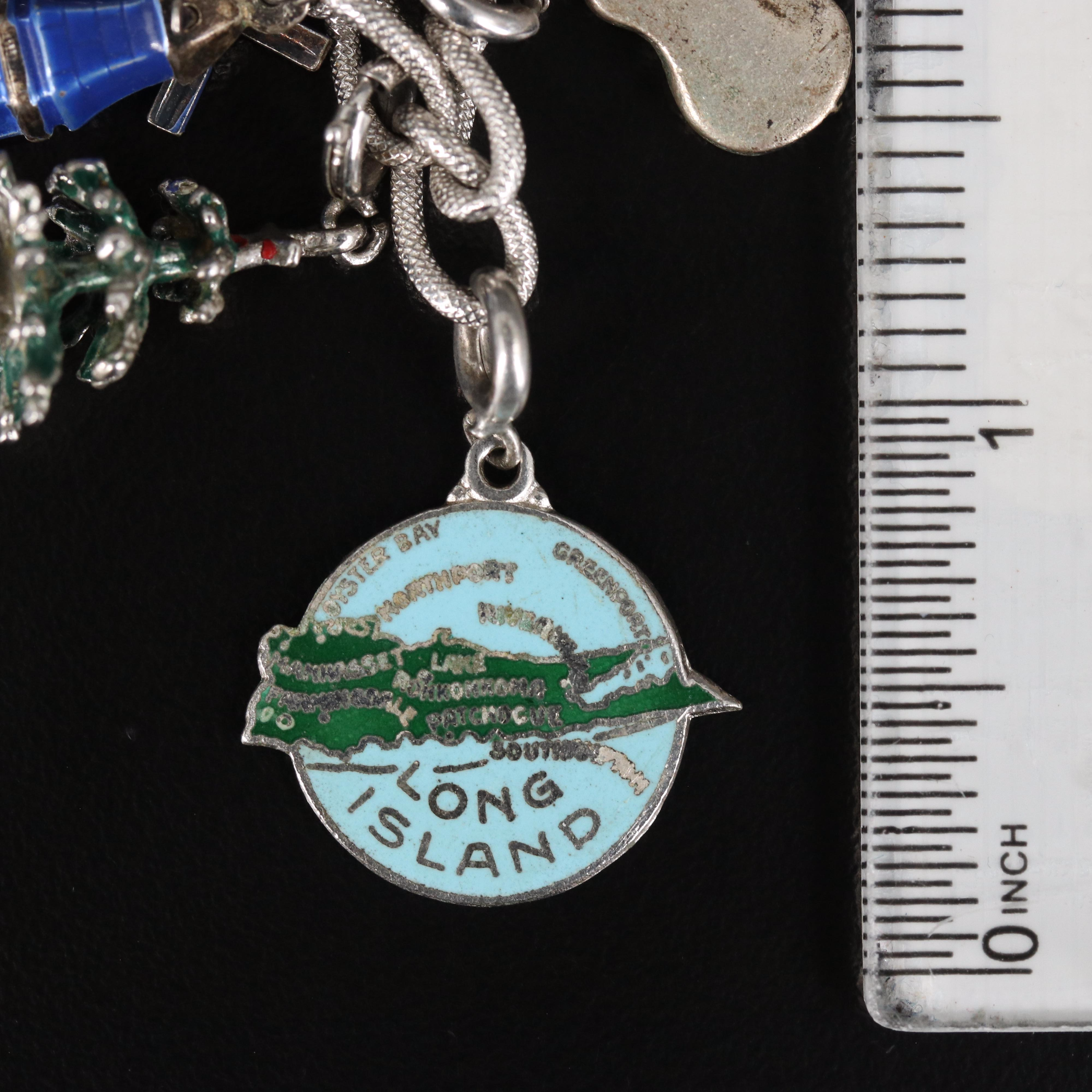 Sterling Charm Bracelet with Horse, Trolley and Abacus Charms