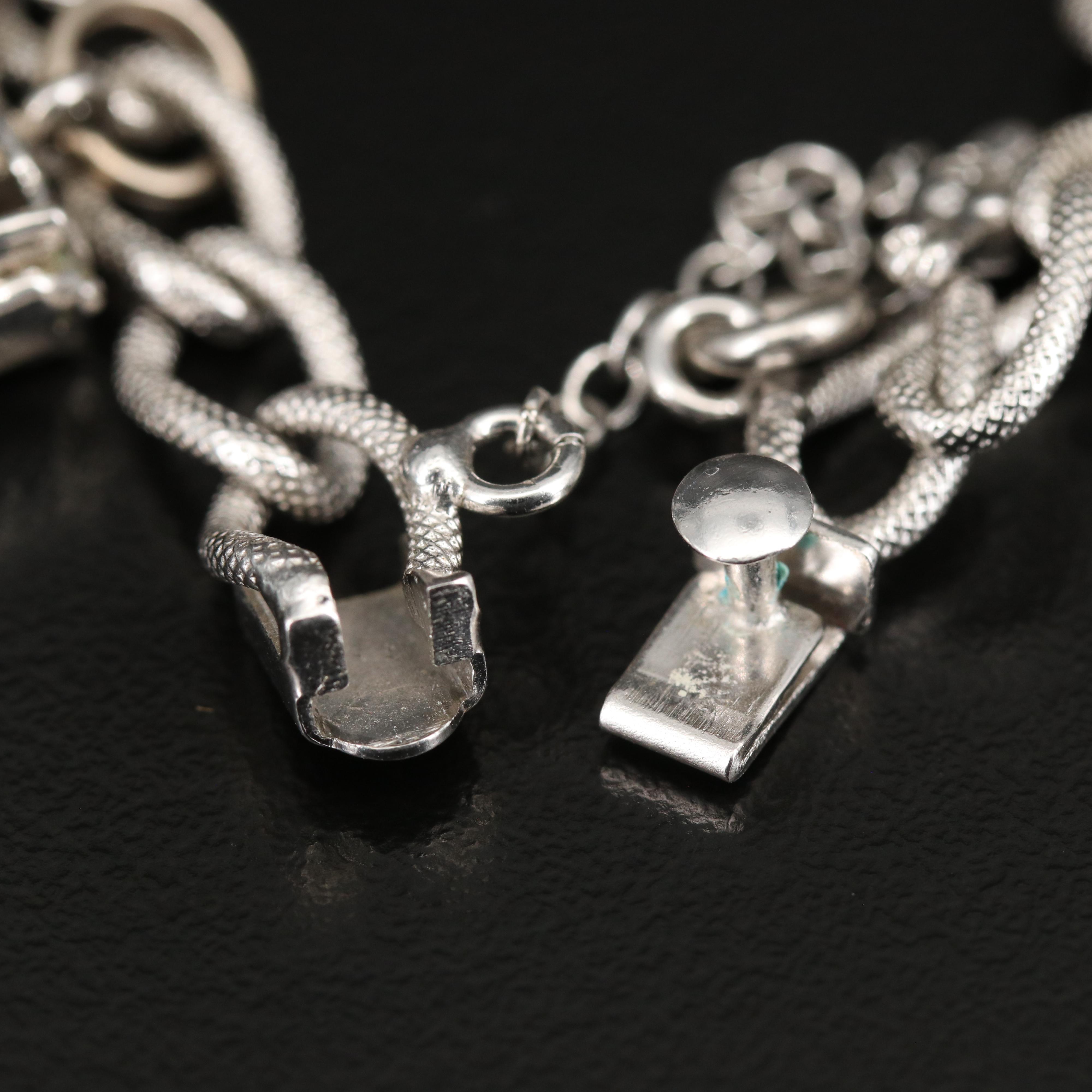 Sterling Charm Bracelet with Horse, Trolley and Abacus Charms