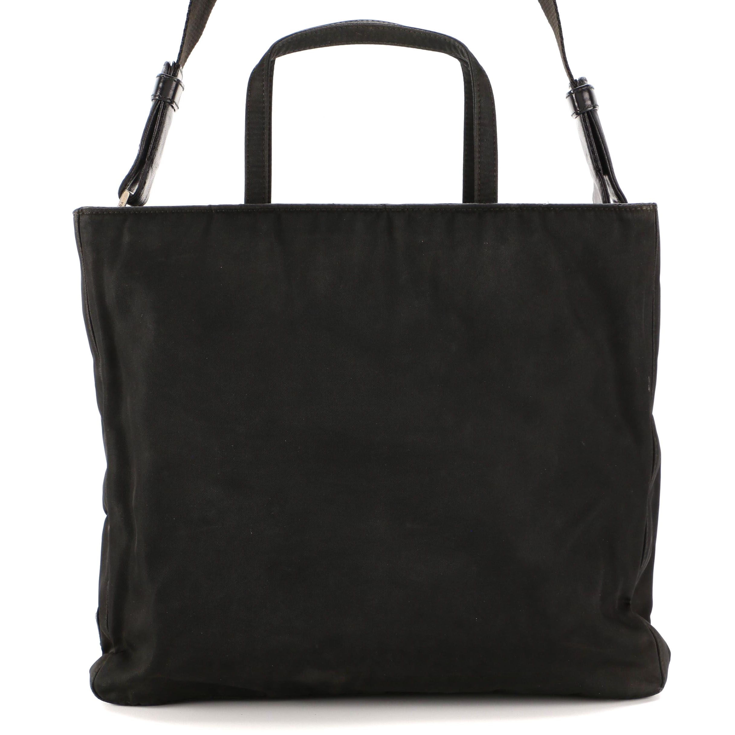 Prada Black Nylon Tessuto Shoulder Bag with Leather Trim