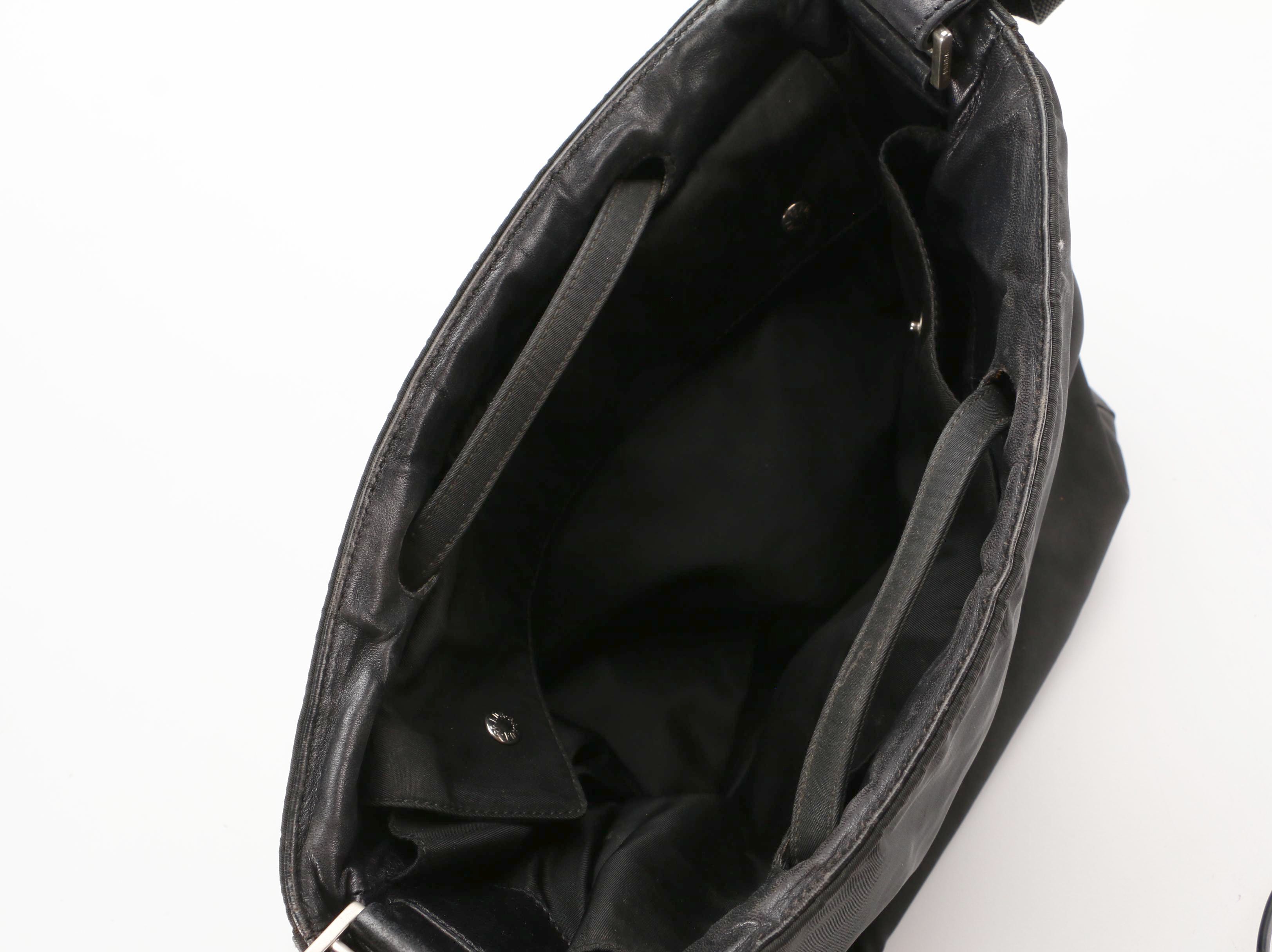 Prada Black Nylon Tessuto Shoulder Bag with Leather Trim