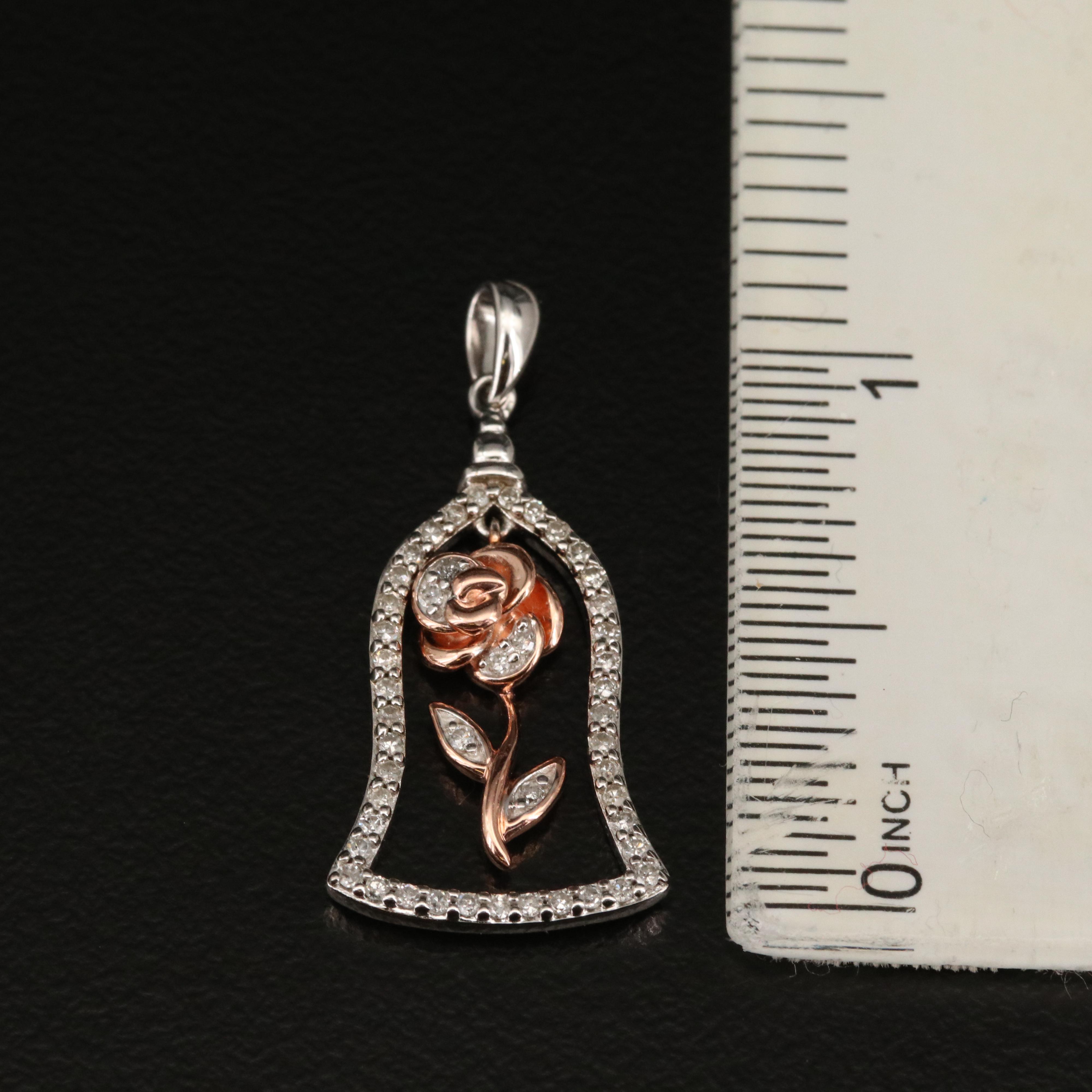 Disney Sterling Enchanted Rose Pendant