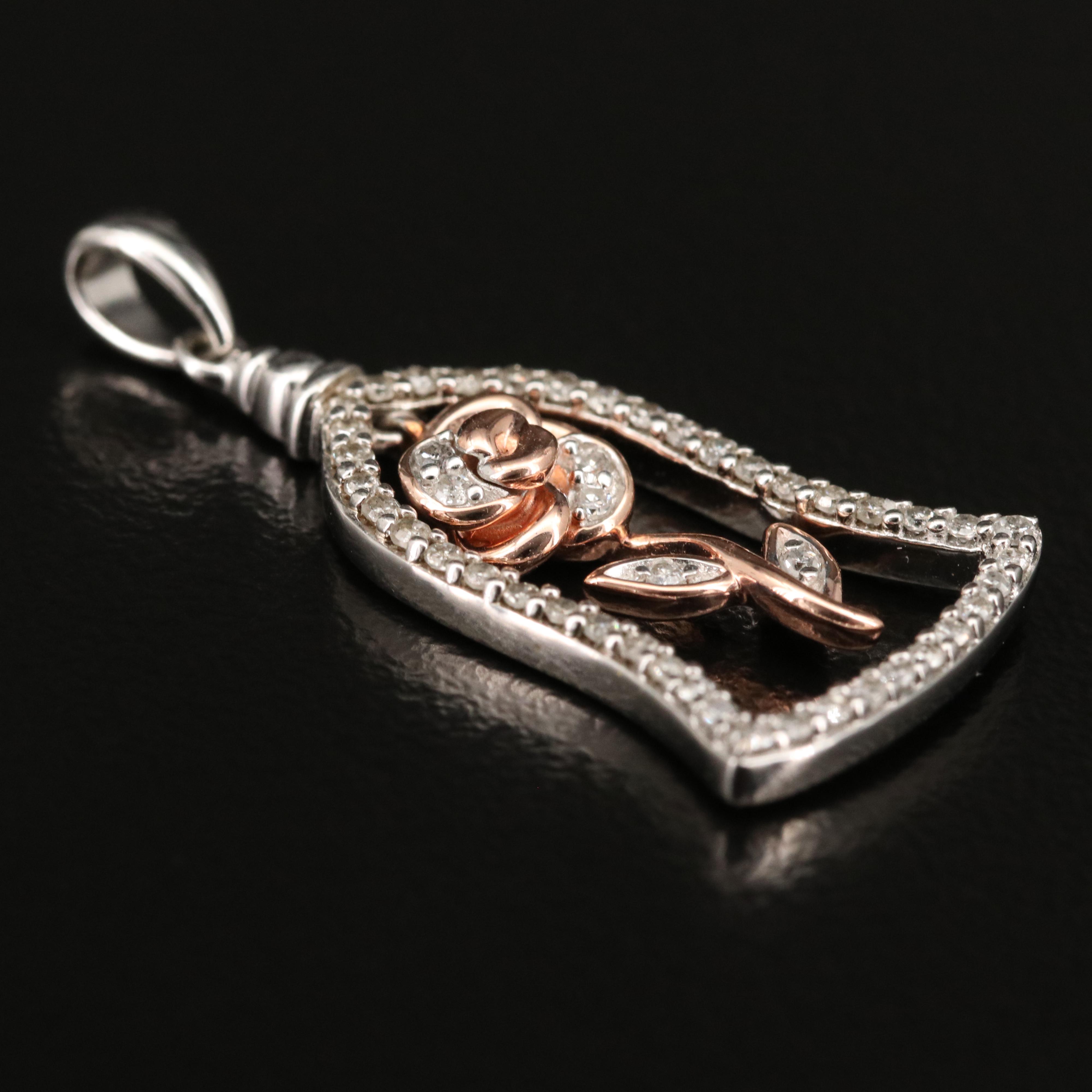 Disney Sterling Enchanted Rose Pendant