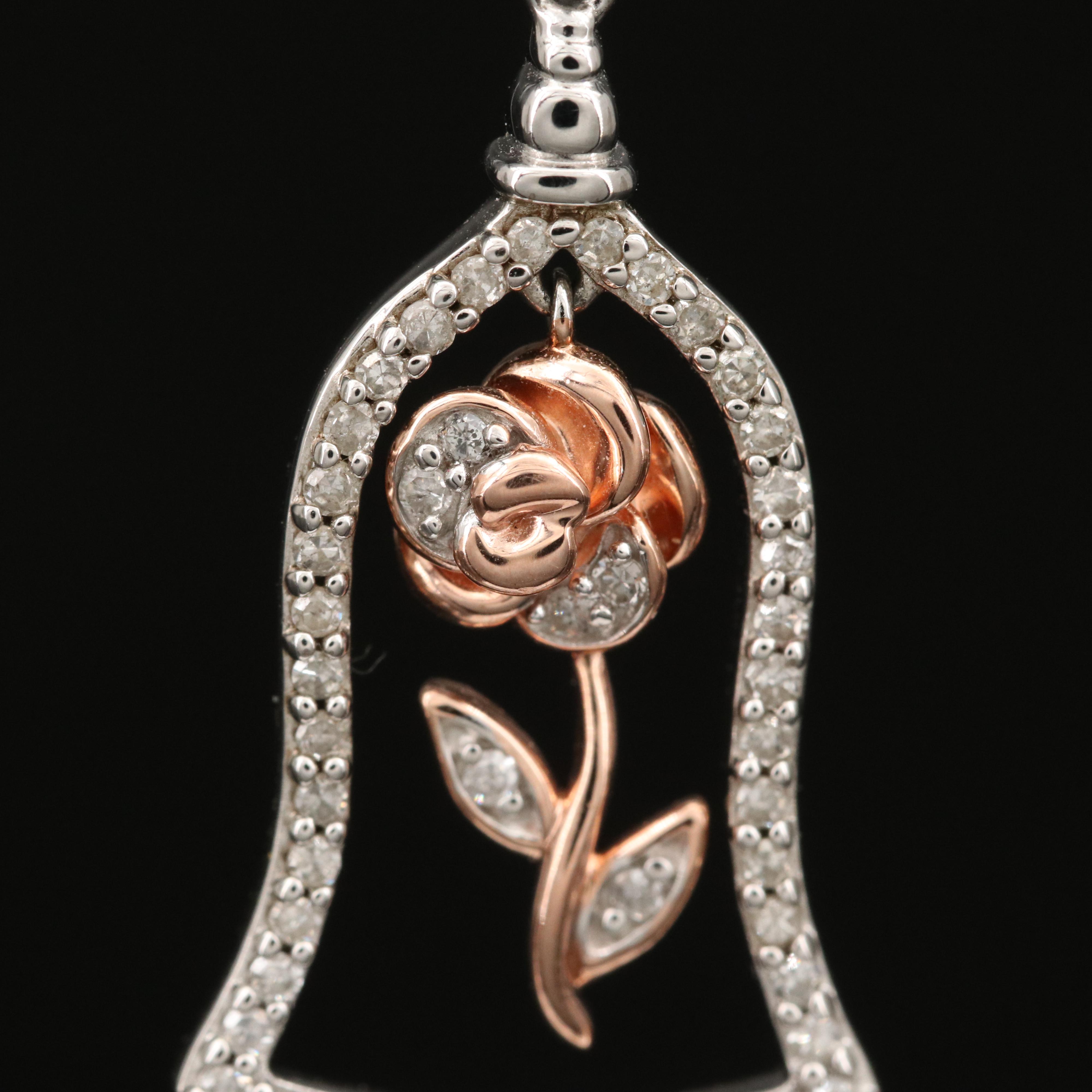 Disney Sterling Enchanted Rose Pendant