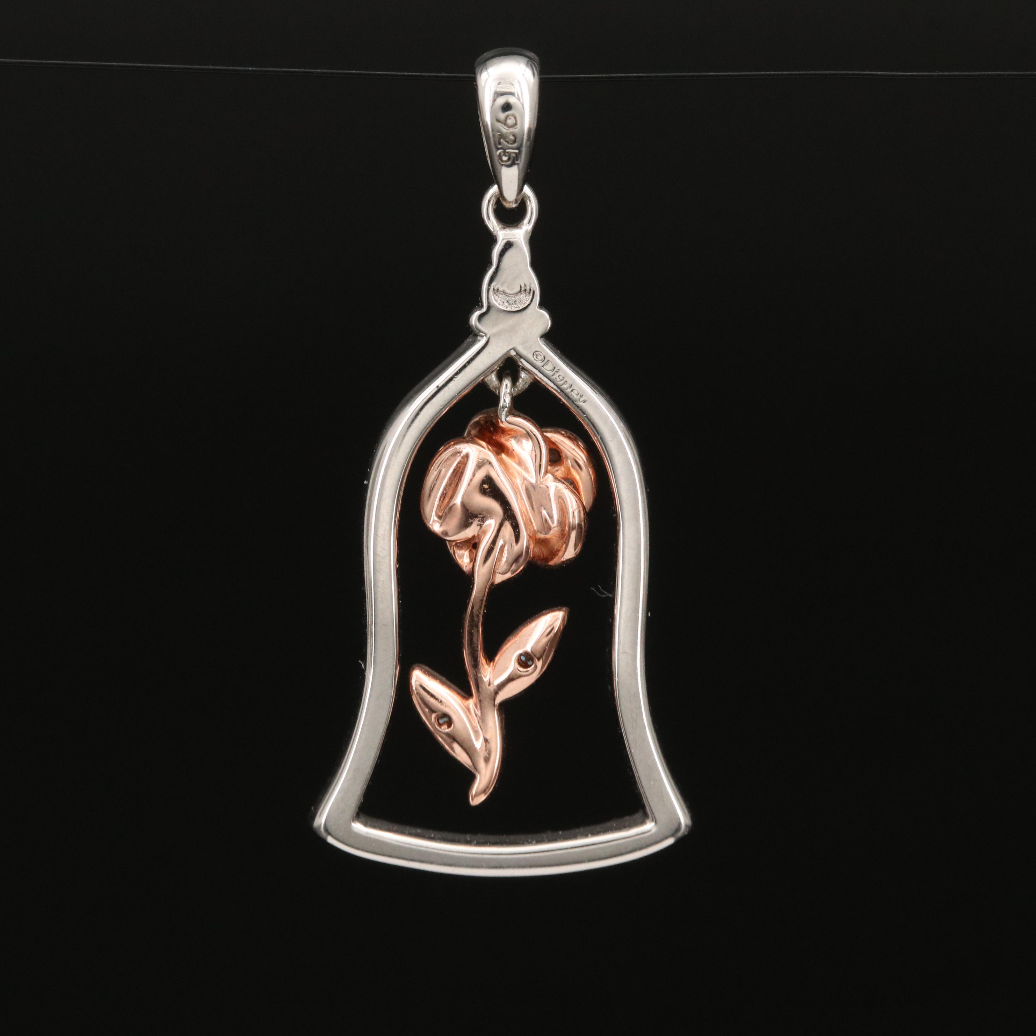 Disney Sterling Enchanted Rose Pendant