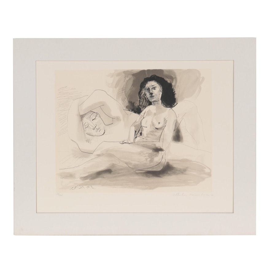 Lithograph after Pablo Picasso "Homme couché et femme assise," 1982