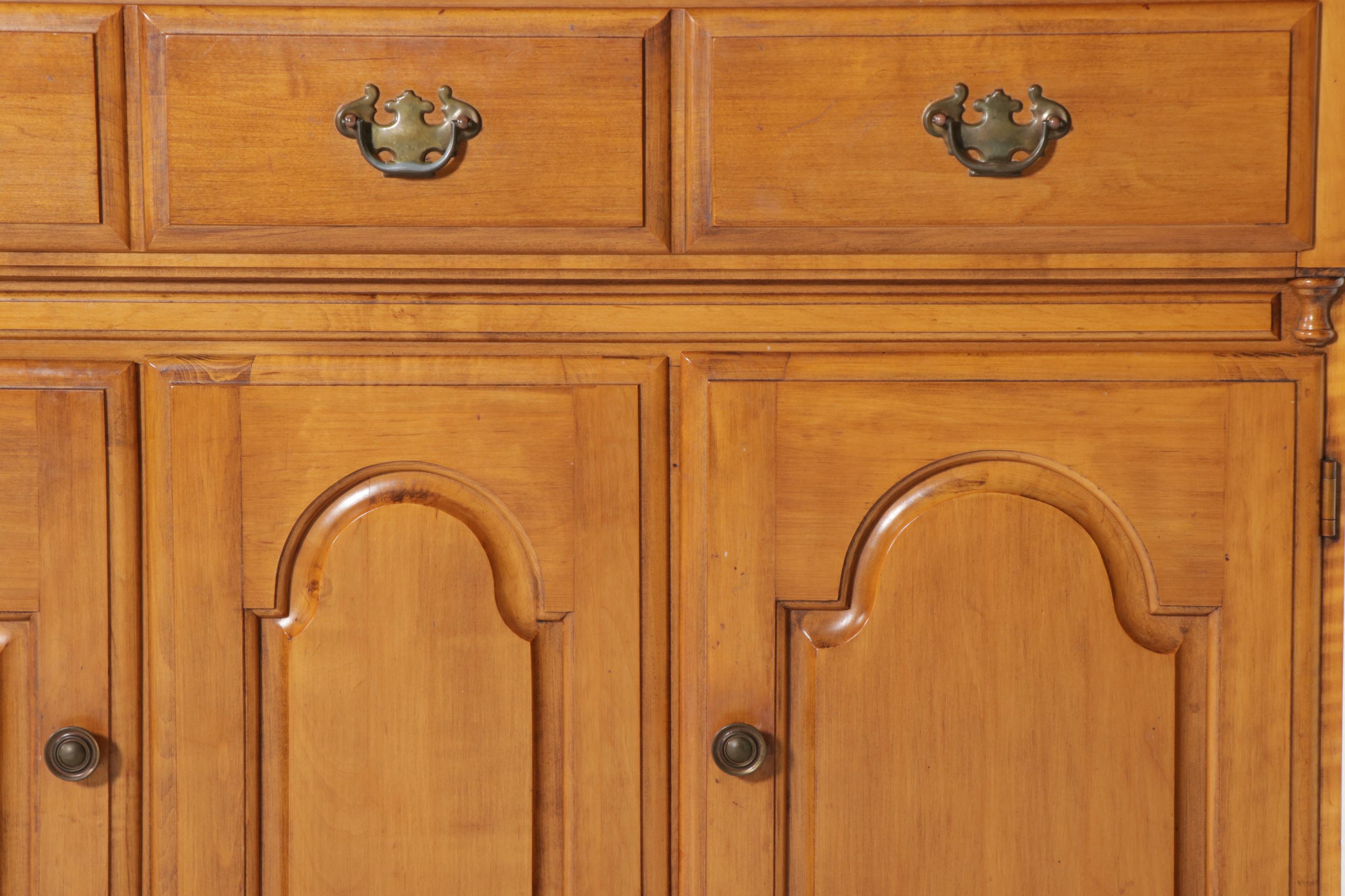 Crawford Furniture Colonial Style Maple China Cabinet, Mid to Late 20th C.