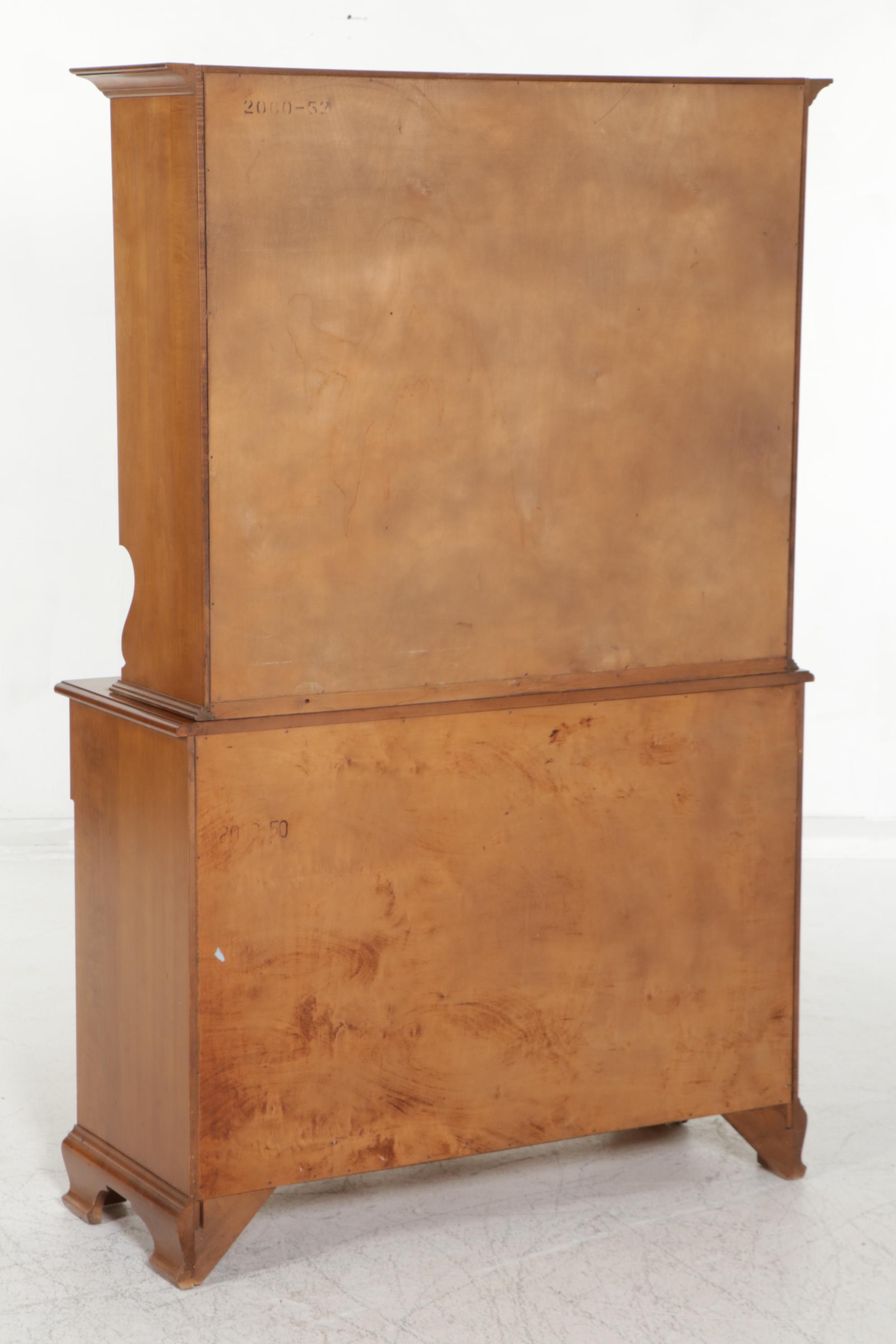 Crawford Furniture Colonial Style Maple China Cabinet, Mid to Late 20th C.