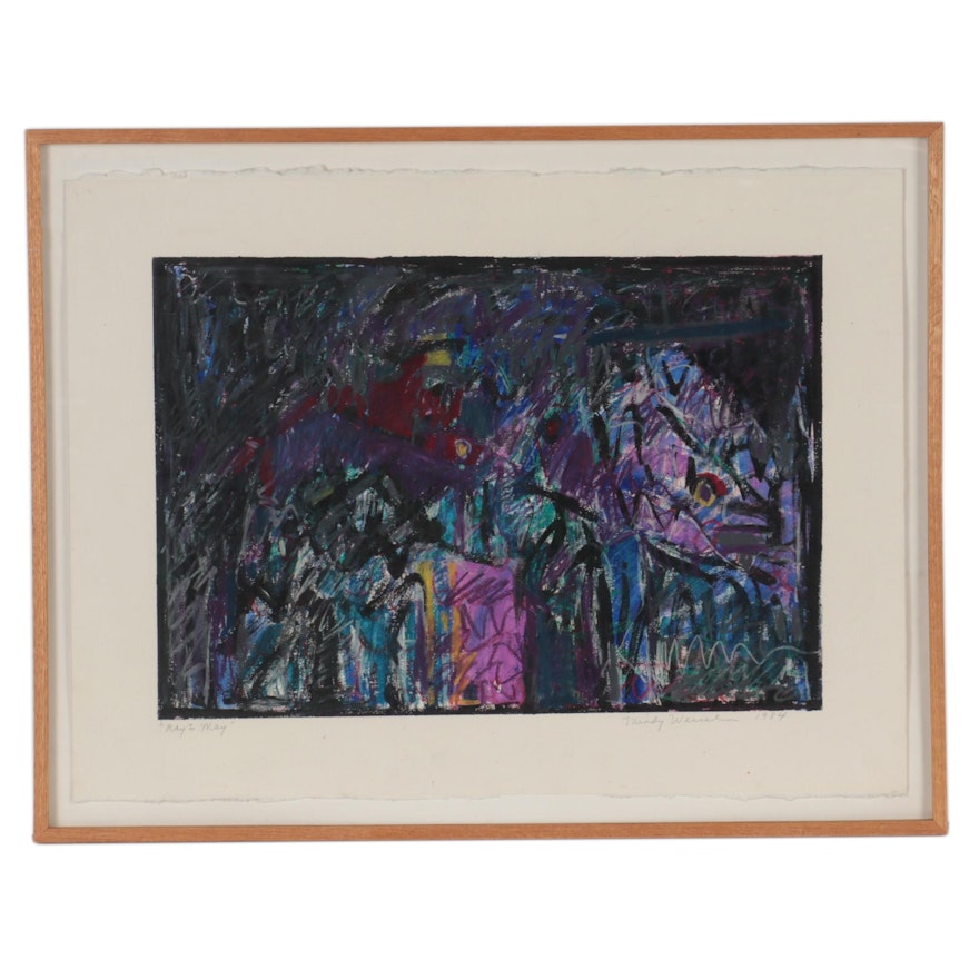 Mindy Weisel Abstract Pastel Drawing "May to May," 1984