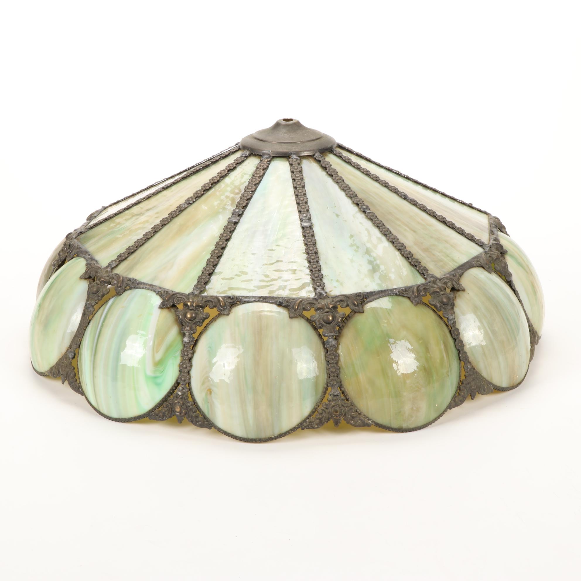 Gramercy Park Lighting Curved Slag Glass Lamp Shade, Early to Mid 20th Century