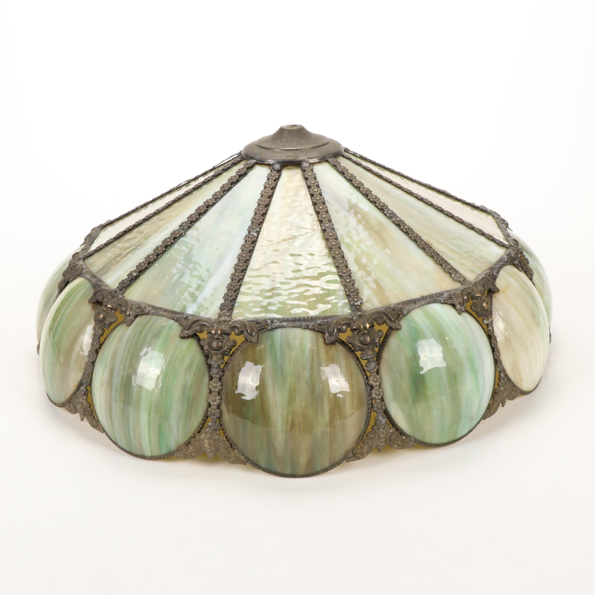 Gramercy Park Lighting Curved Slag Glass Lamp Shade, Early to Mid 20th Century