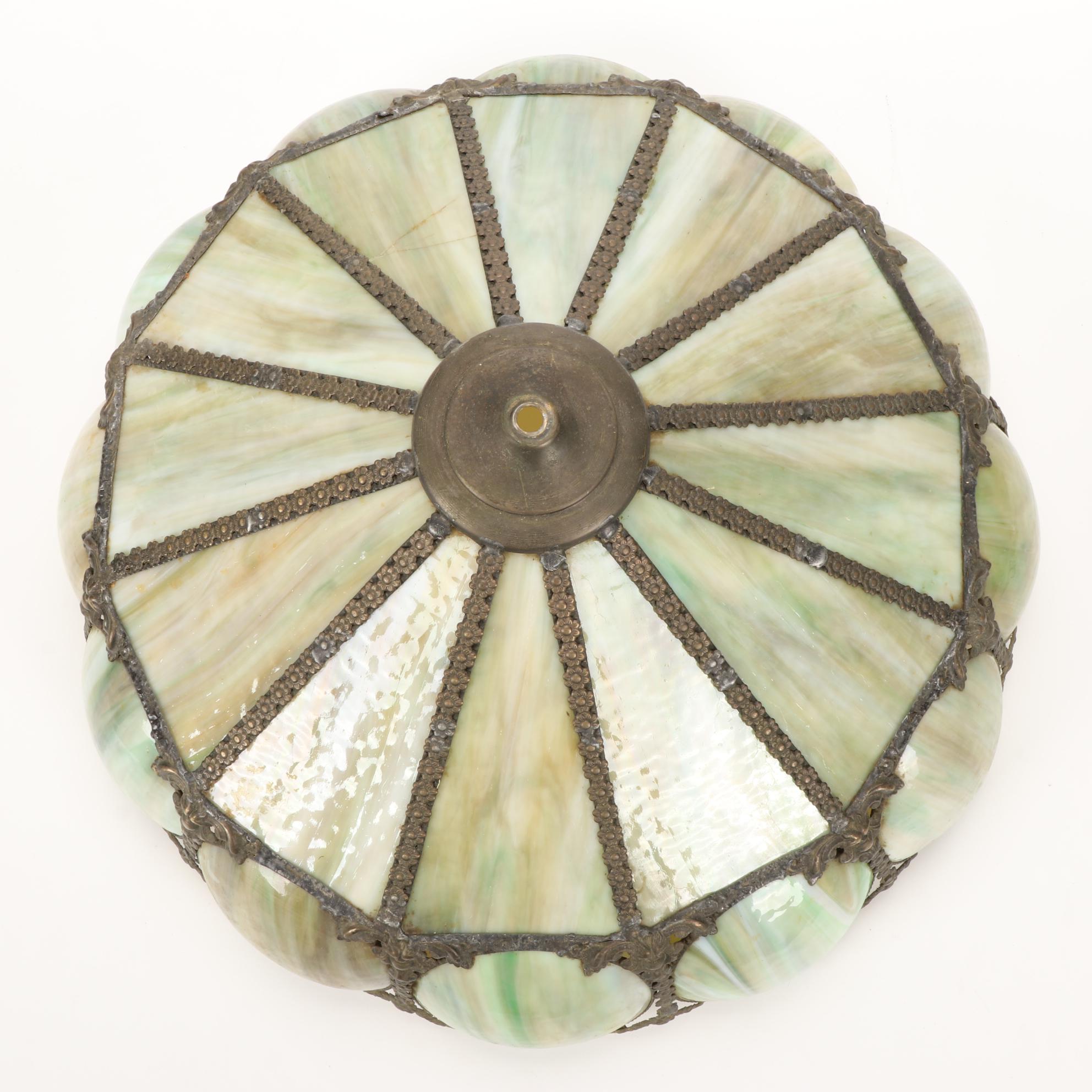 Gramercy Park Lighting Curved Slag Glass Lamp Shade, Early to Mid 20th Century