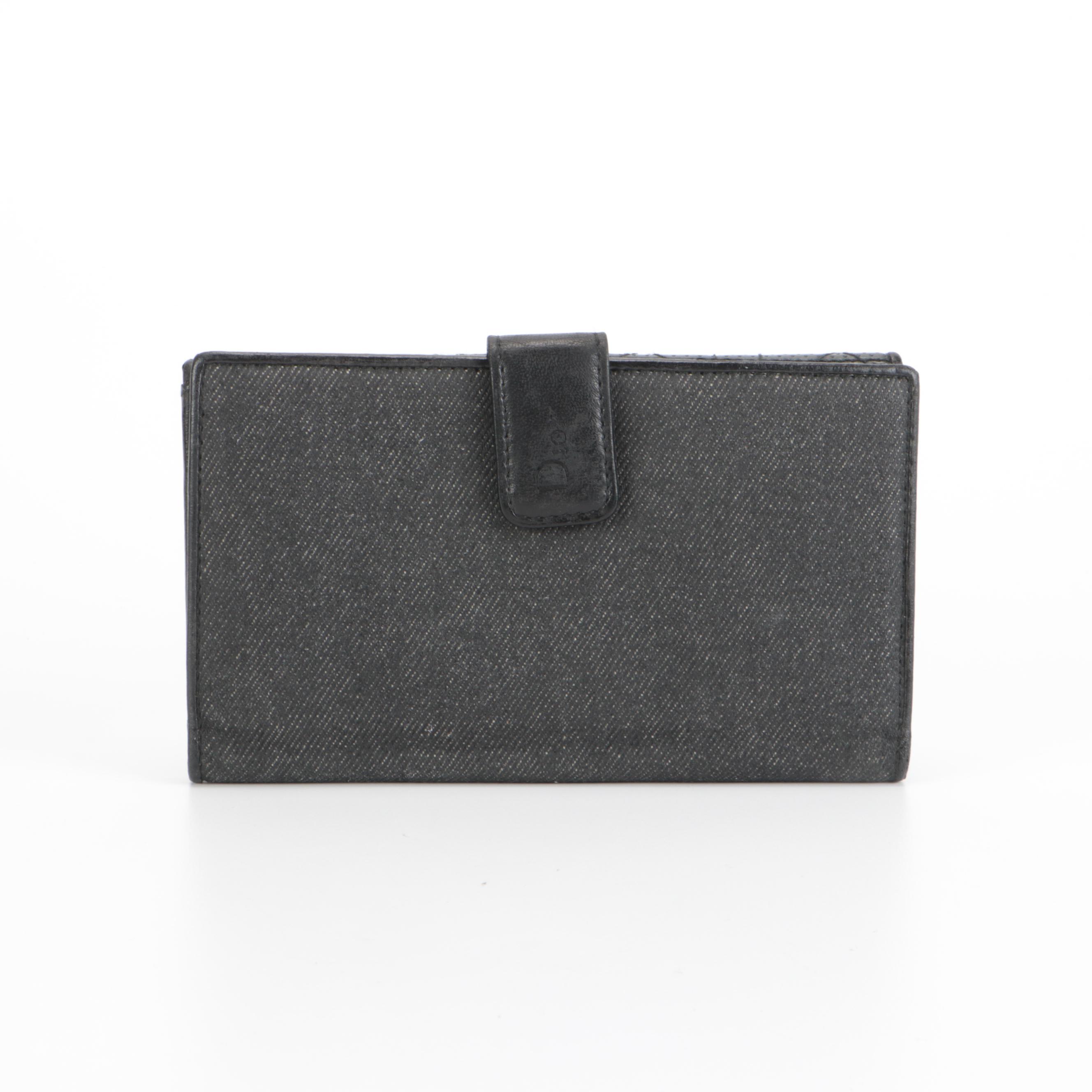 Christian Dior Bifold Wallet in Black Denim and Leather