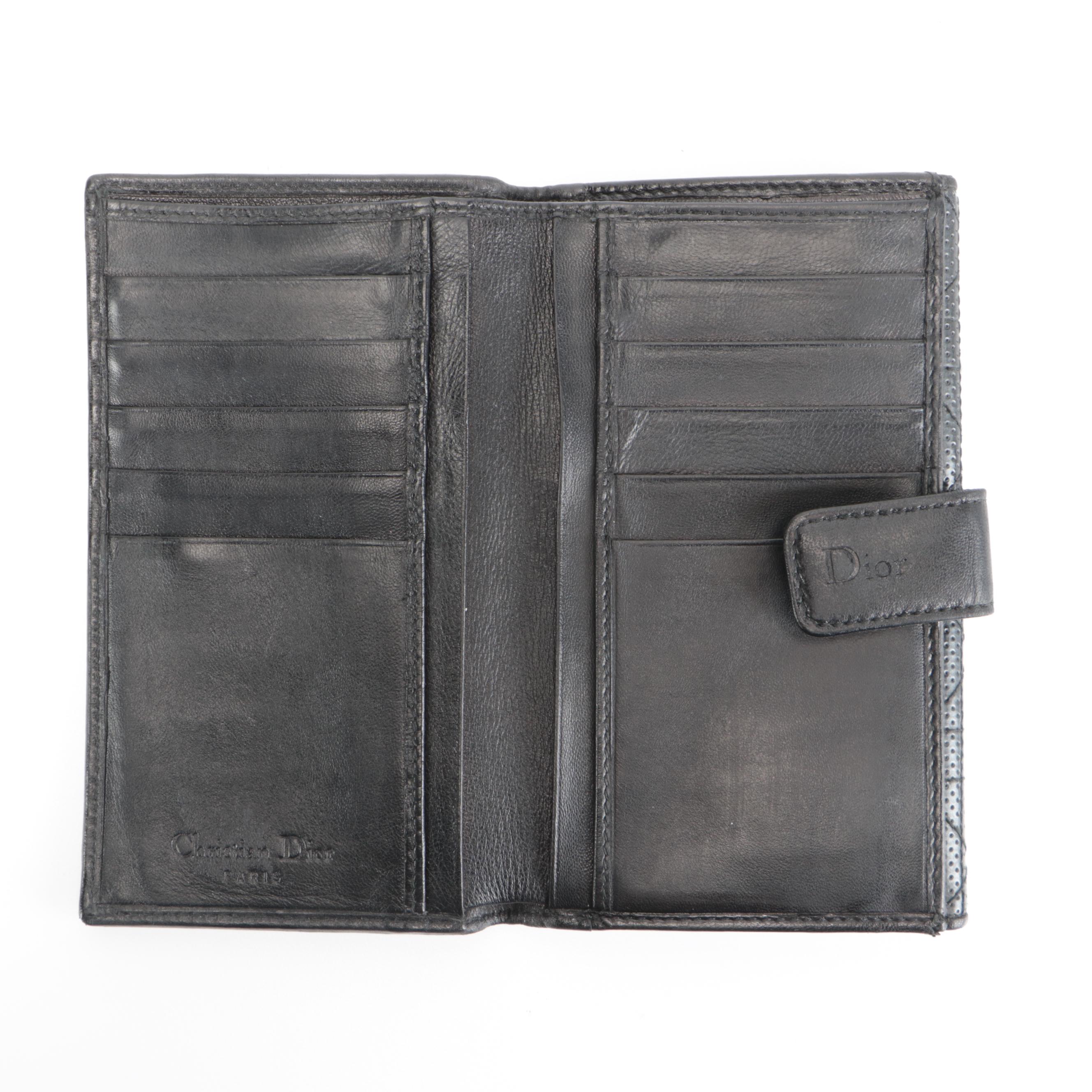 Christian Dior Bifold Wallet in Black Denim and Leather