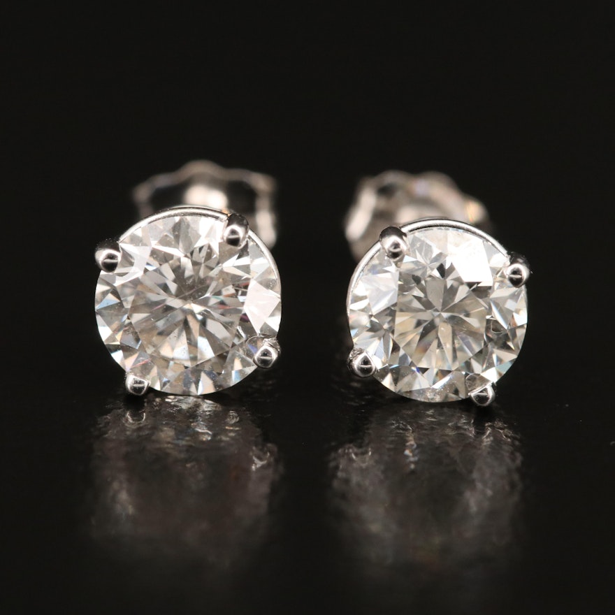 18K 1.98 CTW Diamond Stud Earrings with GIA Report