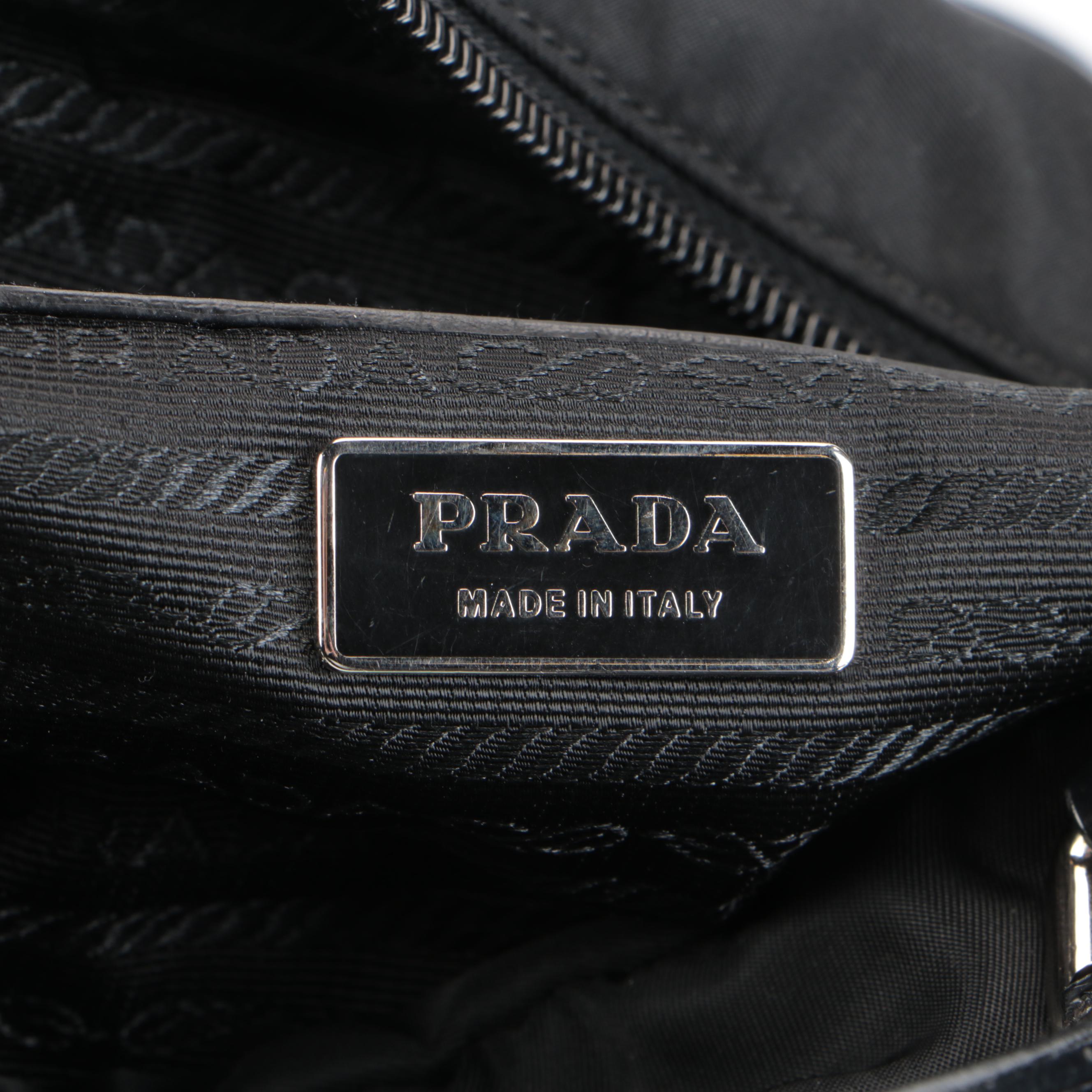 Prada Logo Satchel in Black Tessuto Nylon and Patent Leather