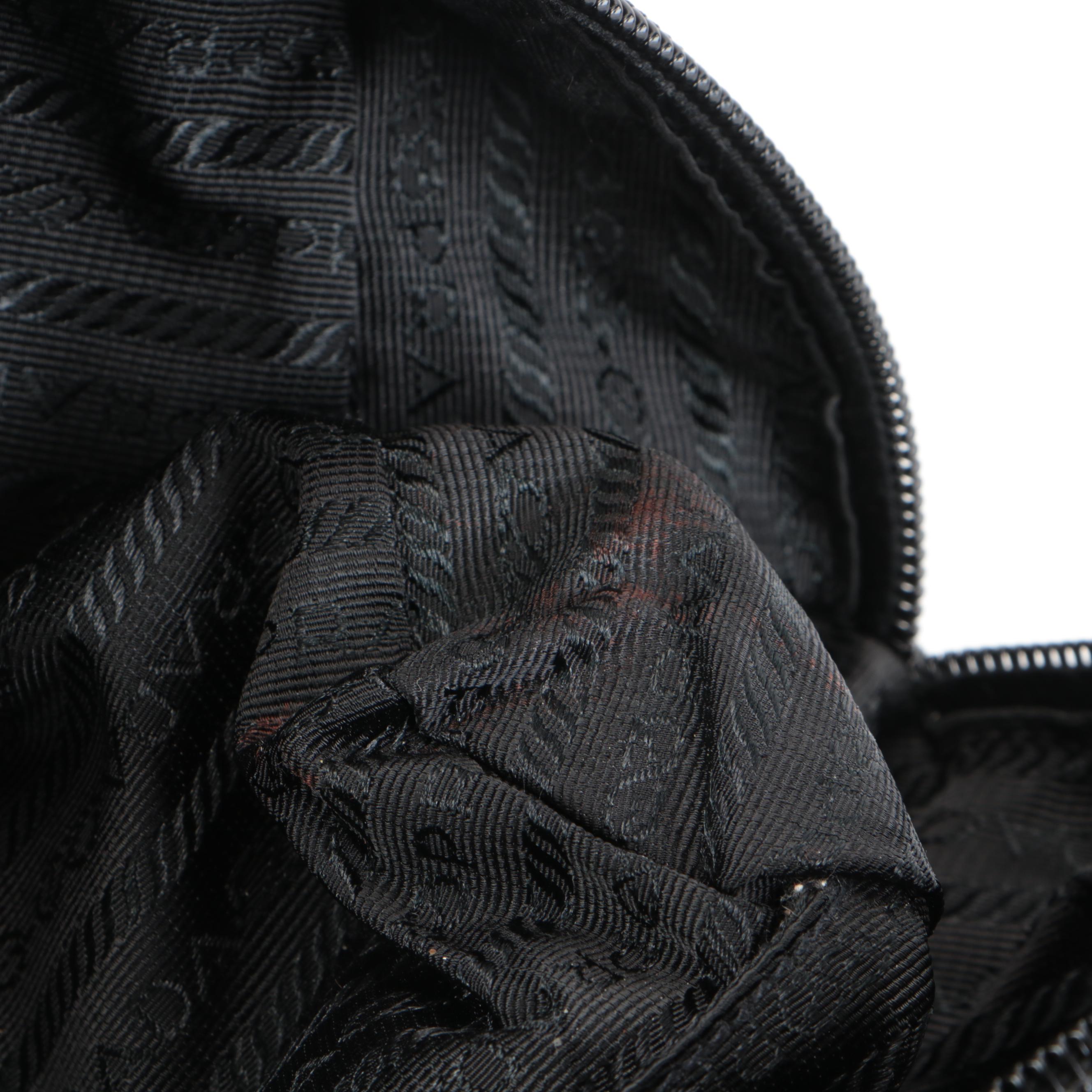 Prada Logo Satchel in Black Tessuto Nylon and Patent Leather