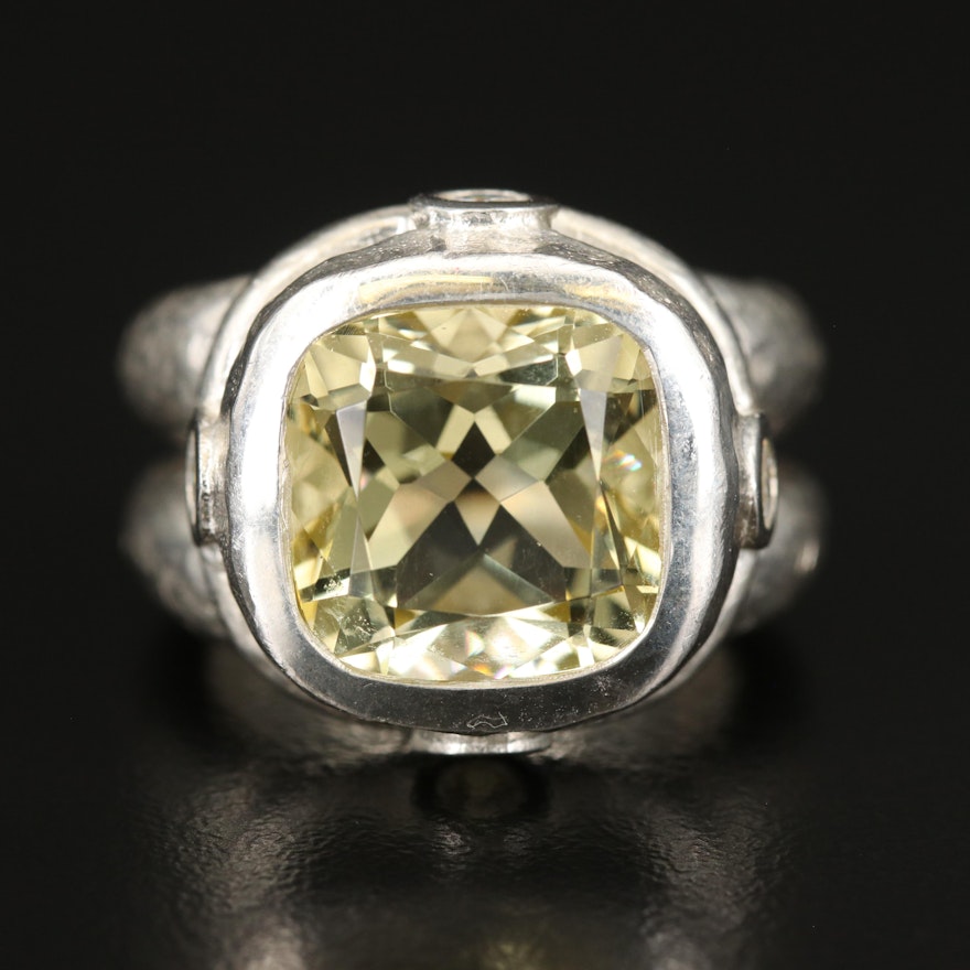 SeidenGang Sterling Citrine and Cubic Zirconia Ring