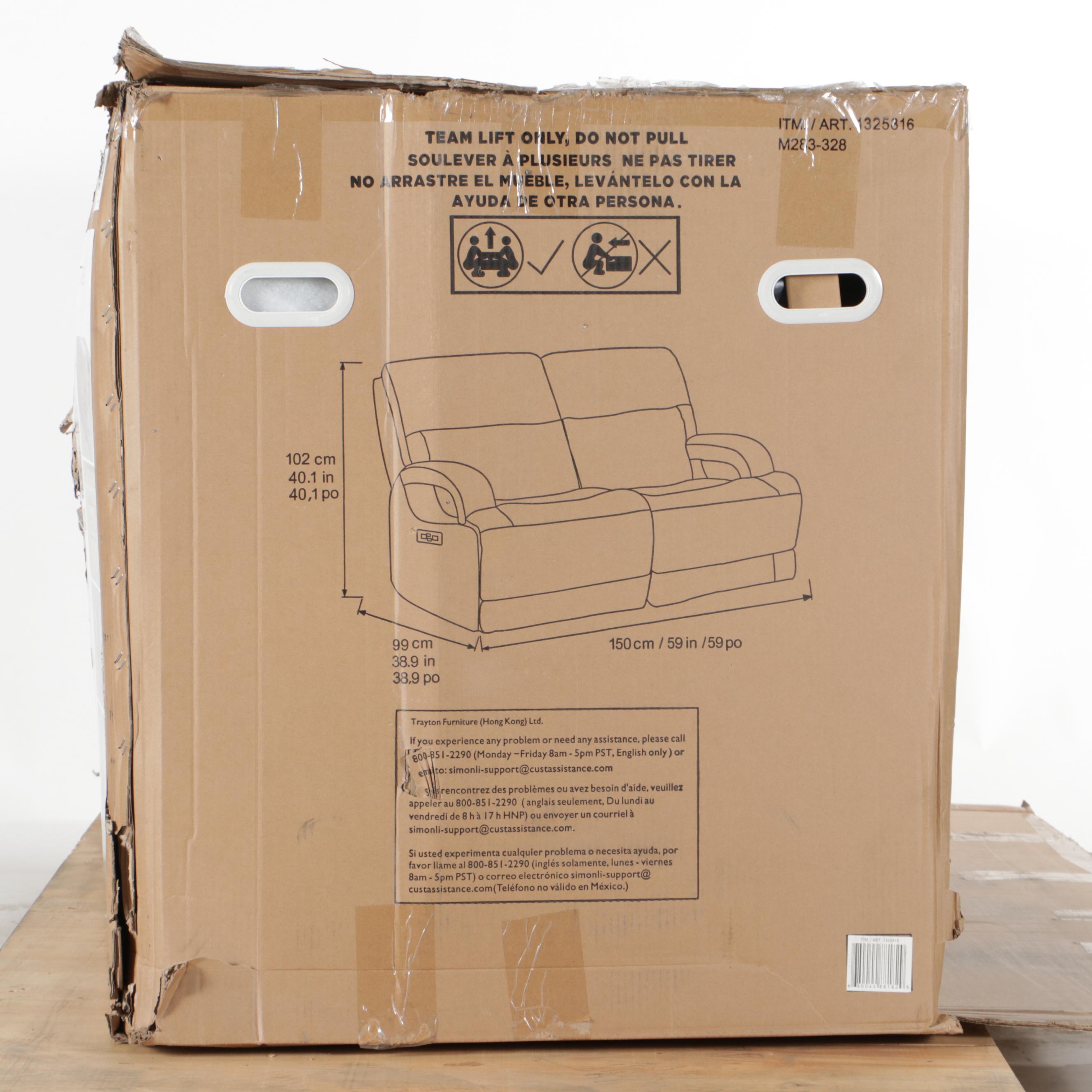 Simon Li "Dovestone" Leather Power Reclining Loveseat with Power Headrests