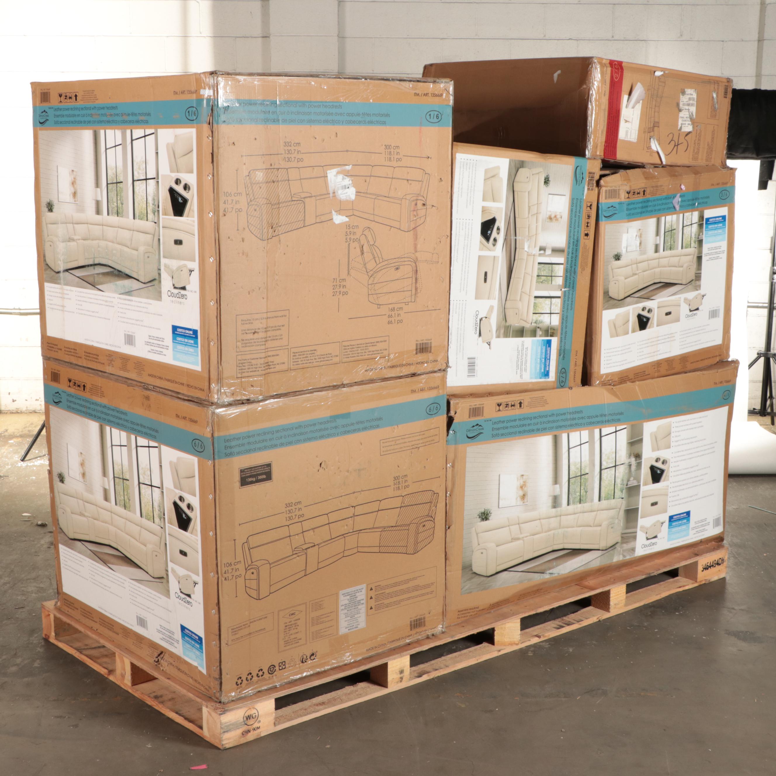 Gilman Creek Furniture "Gearhart" Six-Piece Leather Power Reclining Sectional