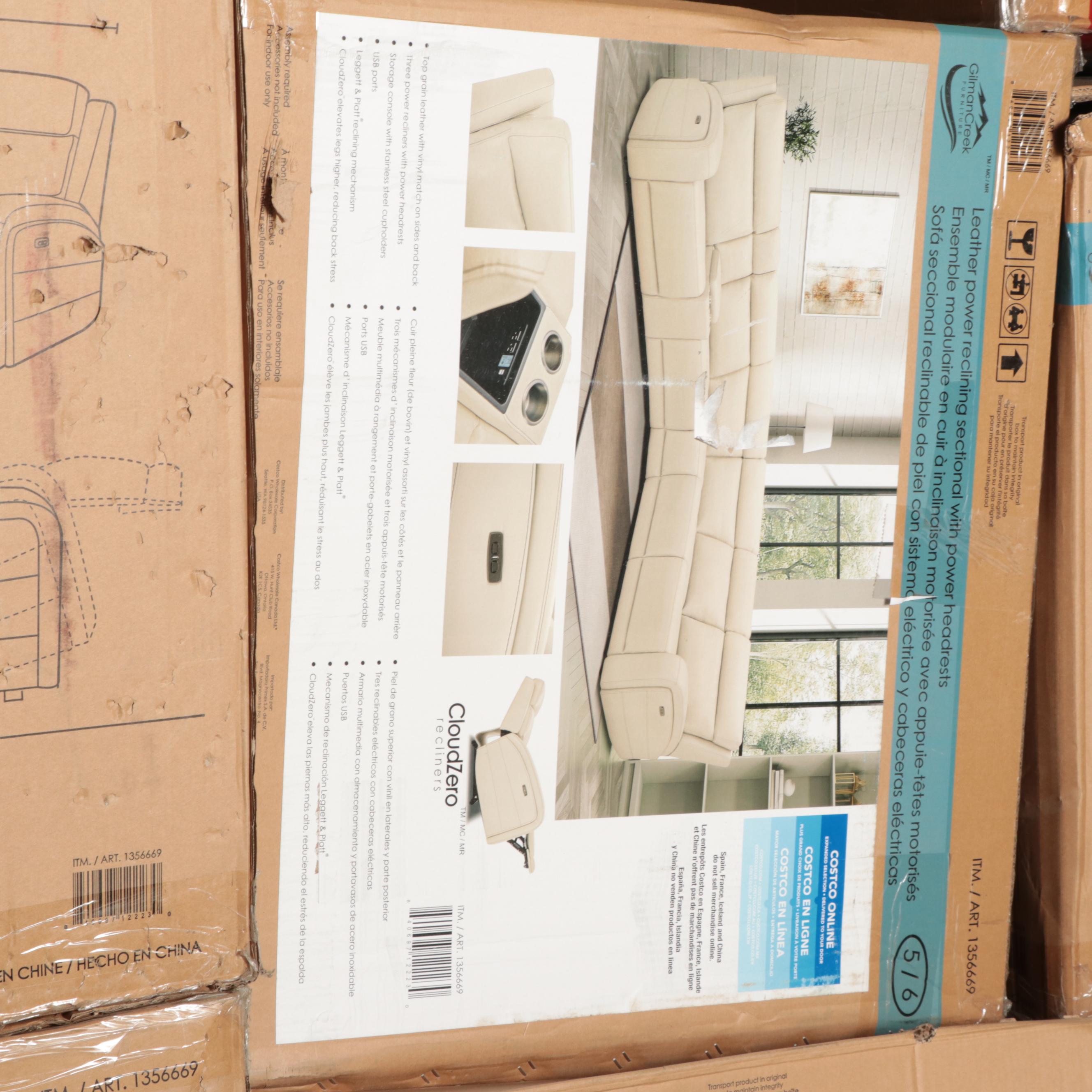 Gilman Creek Furniture "Gearhart" Six-Piece Leather Power Reclining Sectional