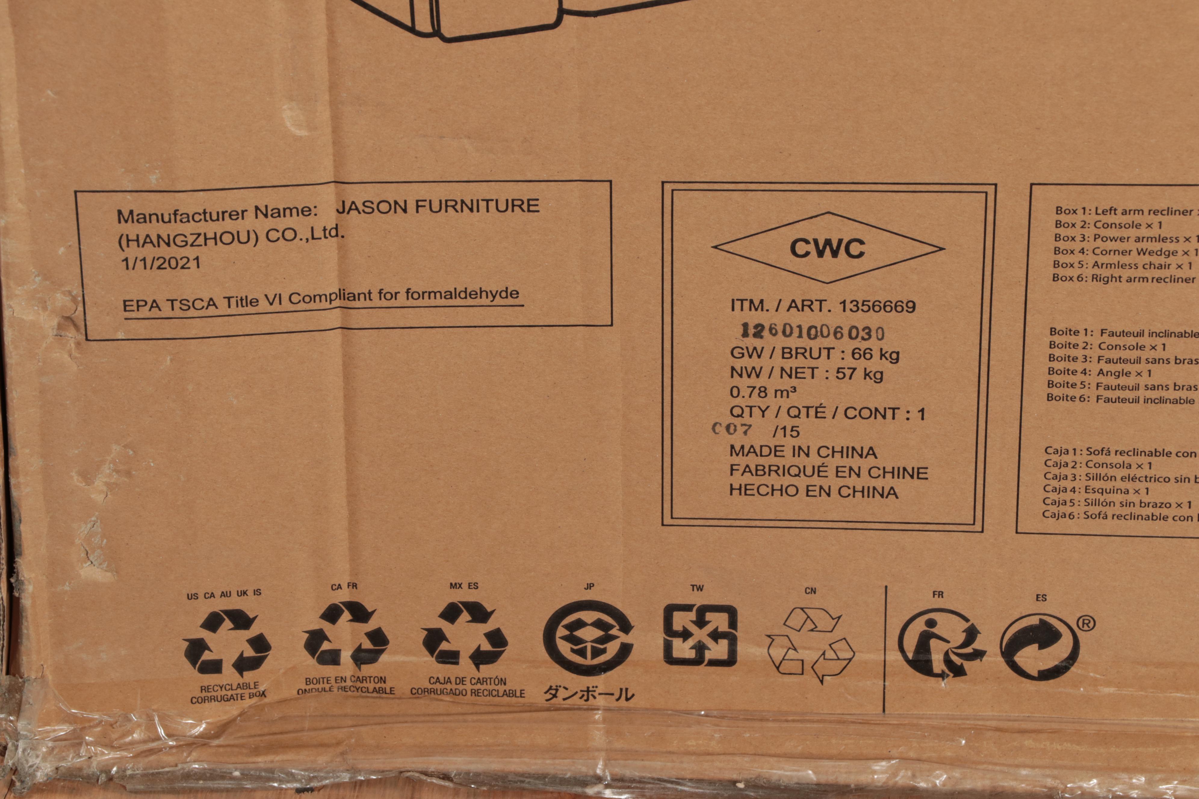 Gilman Creek Furniture "Gearhart" Six-Piece Leather Power Reclining Sectional