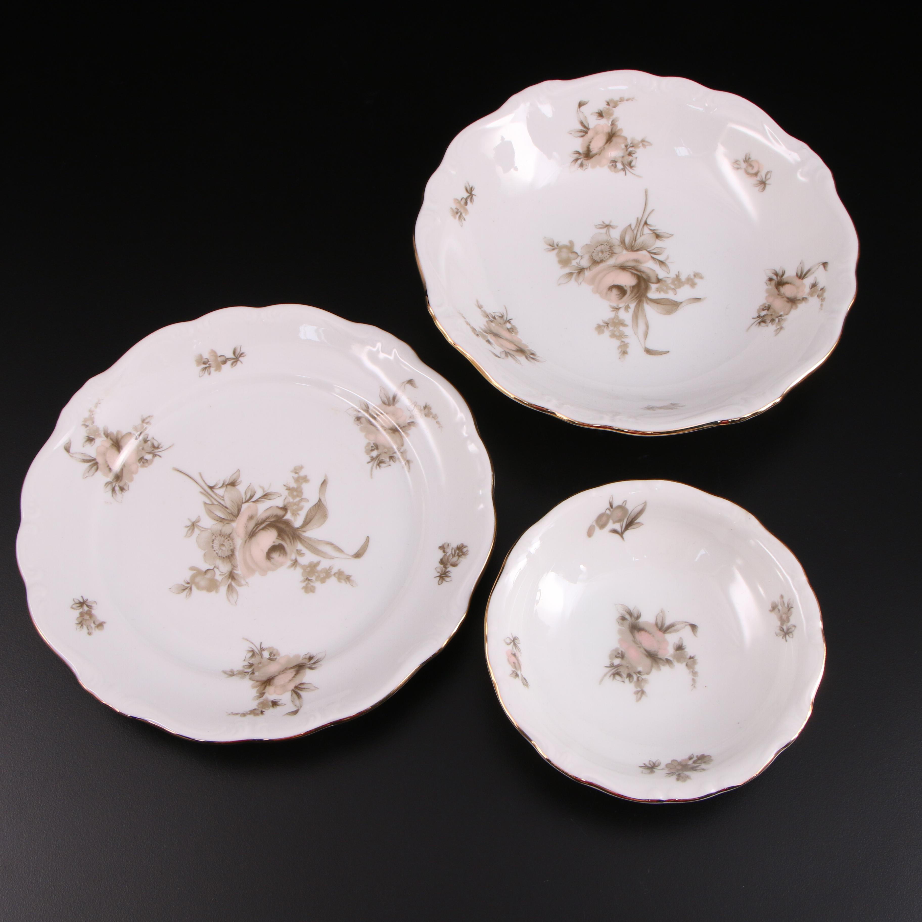 Johann Haviland German "Sepia Rose" Bone China, 20th Century