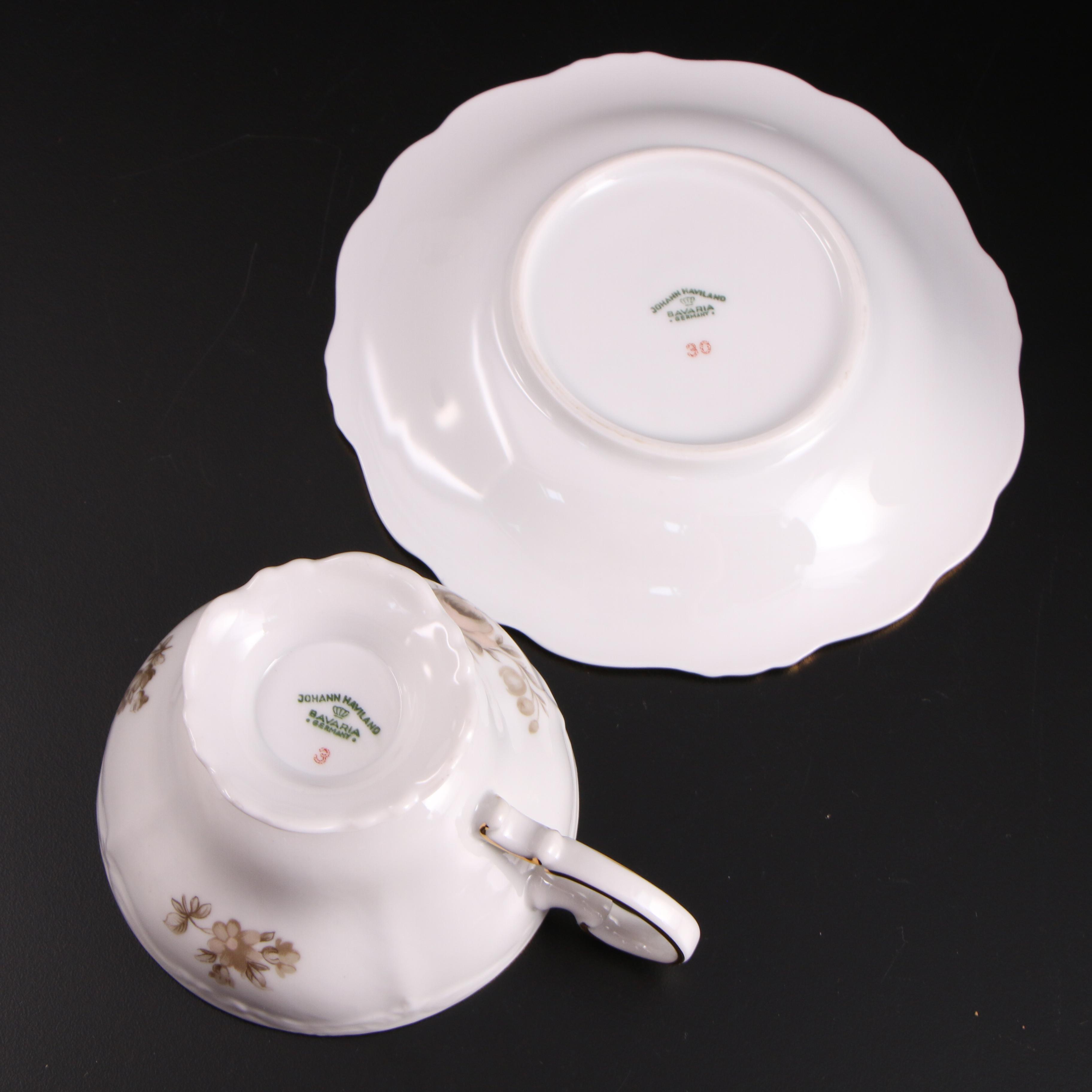 Johann Haviland German "Sepia Rose" Bone China, 20th Century