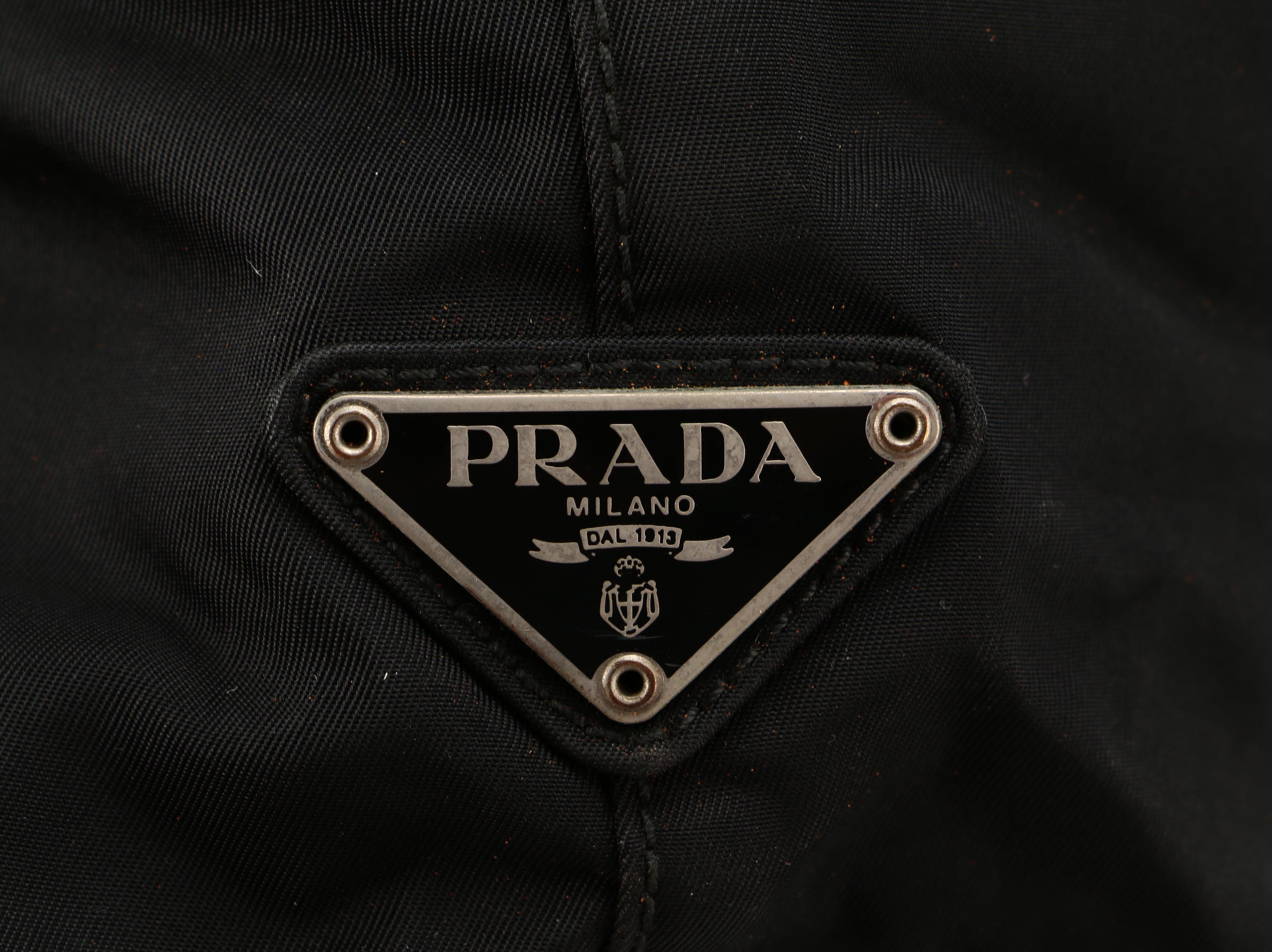 Prada Top Handle Bag in Black Tessuto Nylon and Acetate Handles