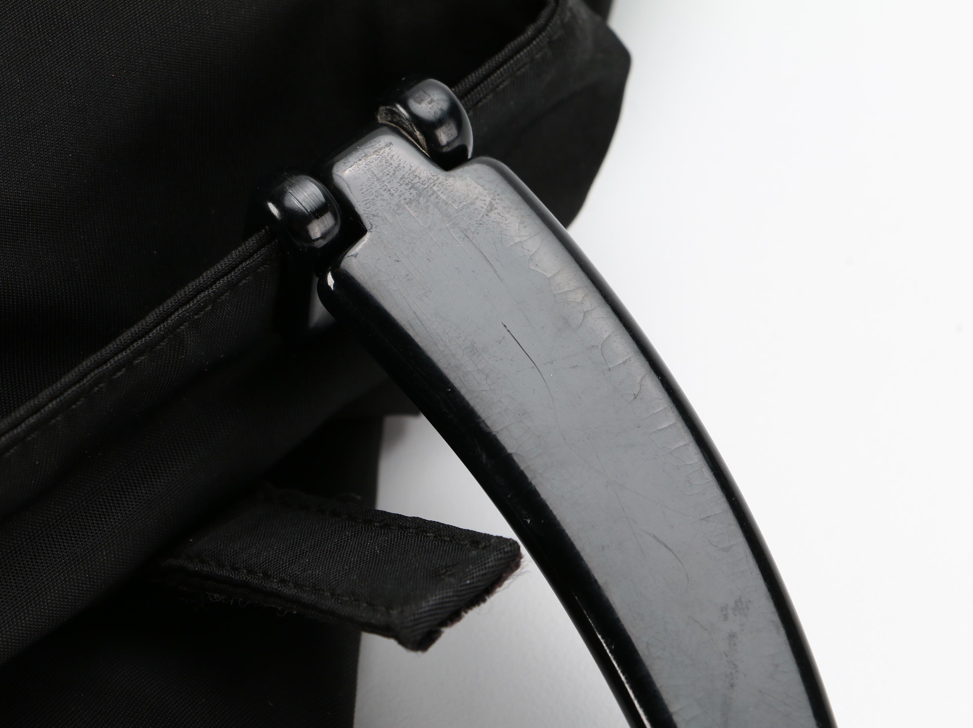 Prada Top Handle Bag in Black Tessuto Nylon and Acetate Handles