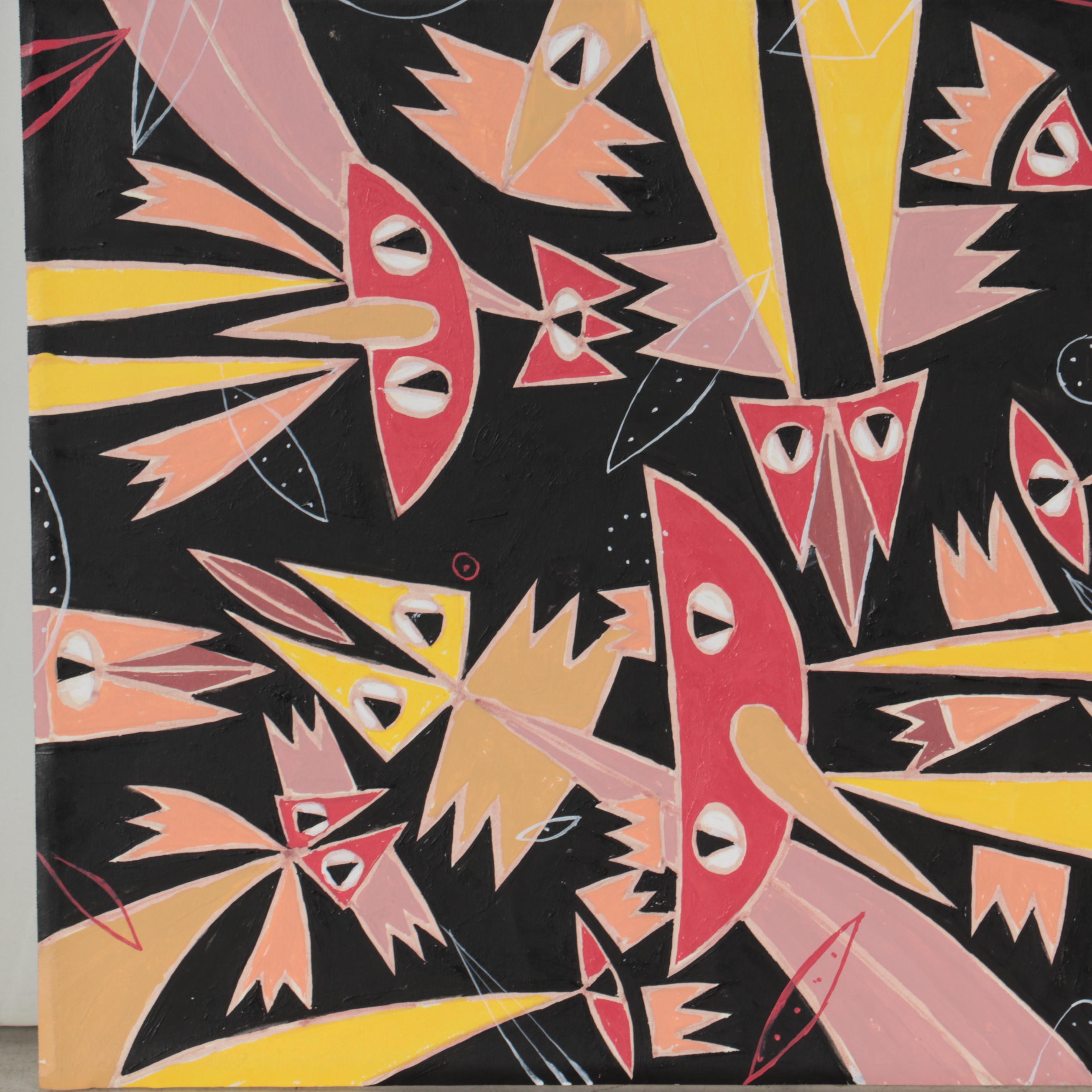 Michael Sweeney Abstract Acrylic Painting of Birds