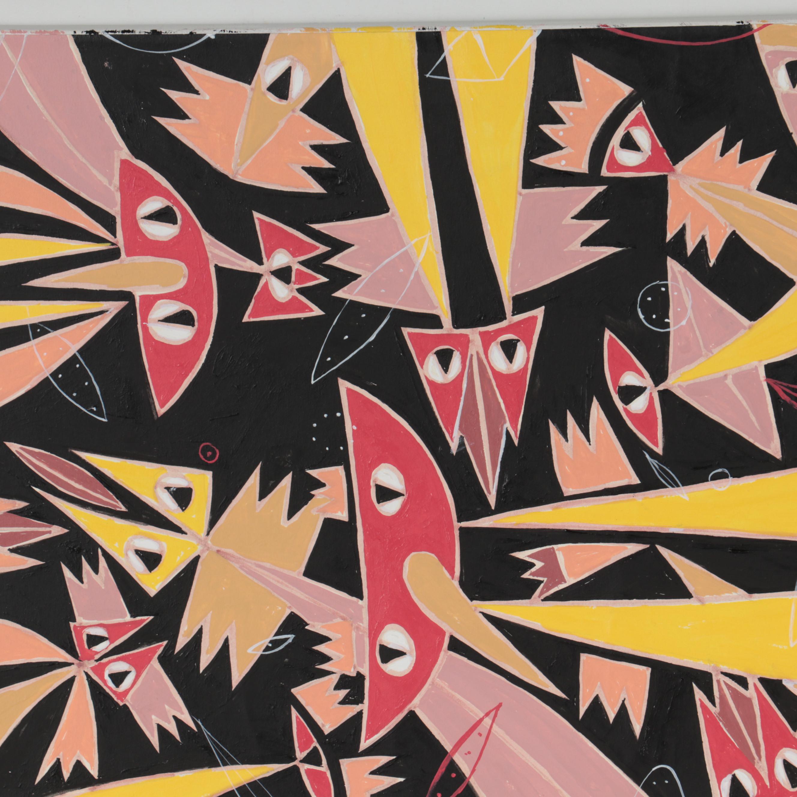 Michael Sweeney Abstract Acrylic Painting of Birds