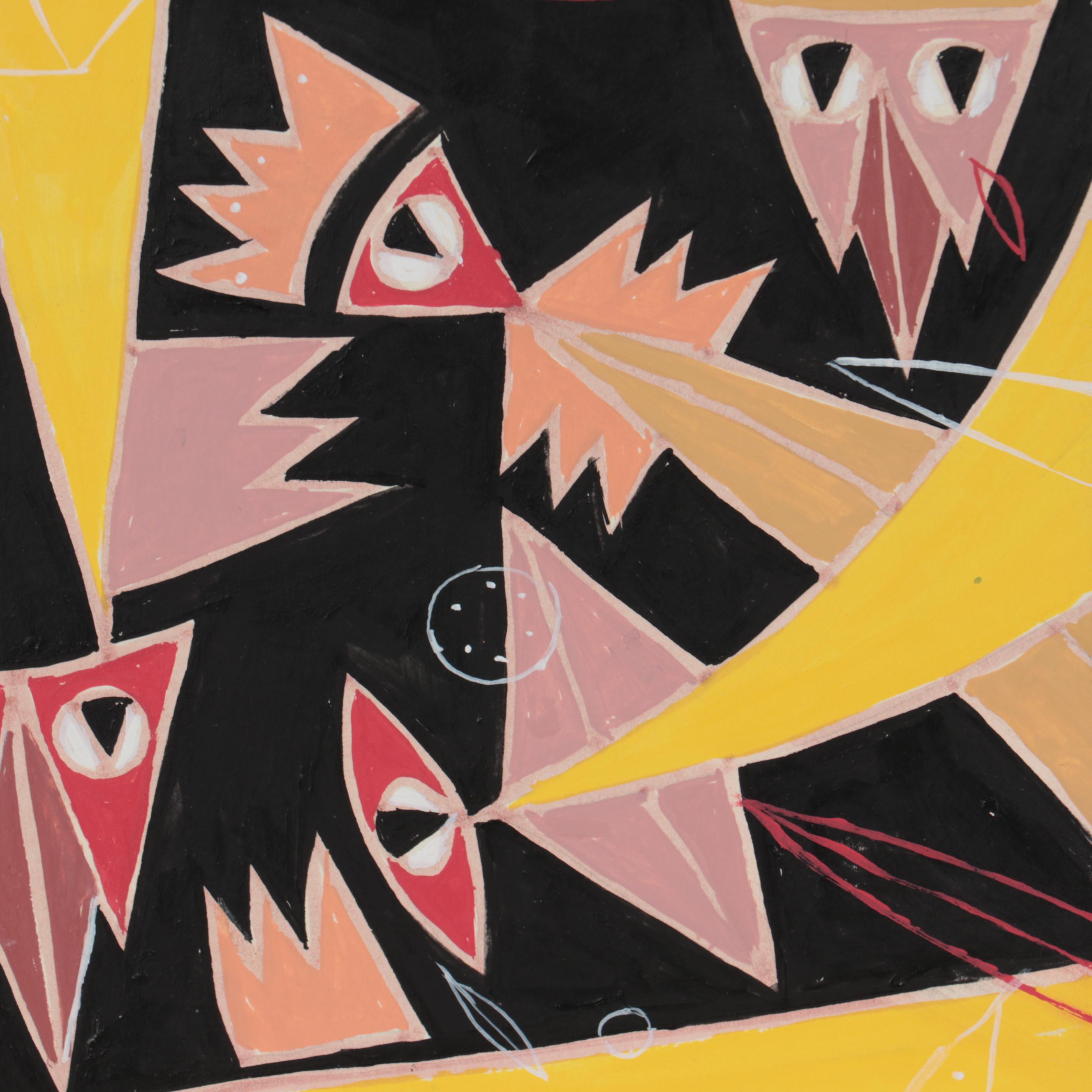 Michael Sweeney Abstract Acrylic Painting of Birds