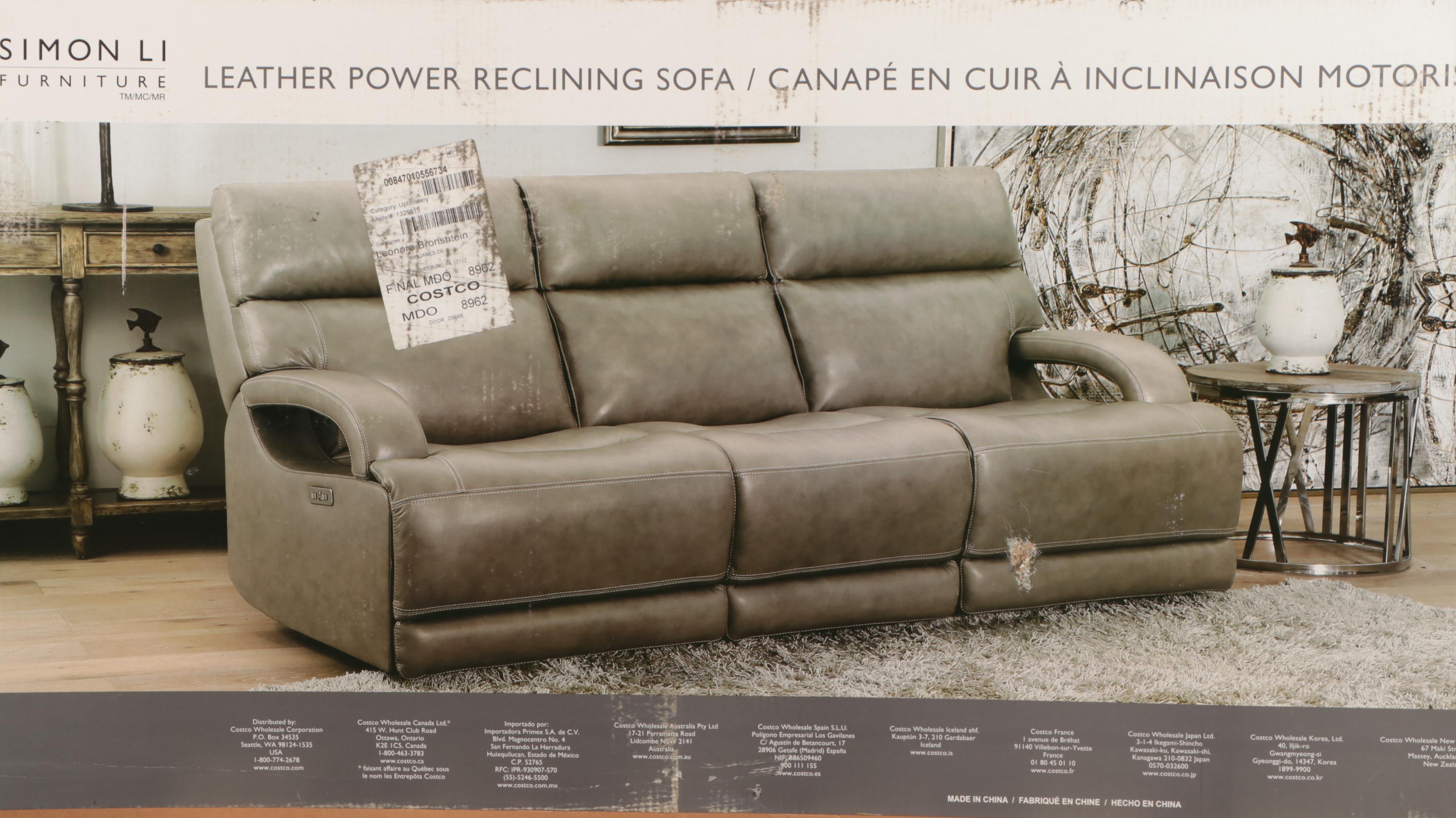 Simon Li "Dovestone" Leather Power Reclining Sofa with Power Headrests