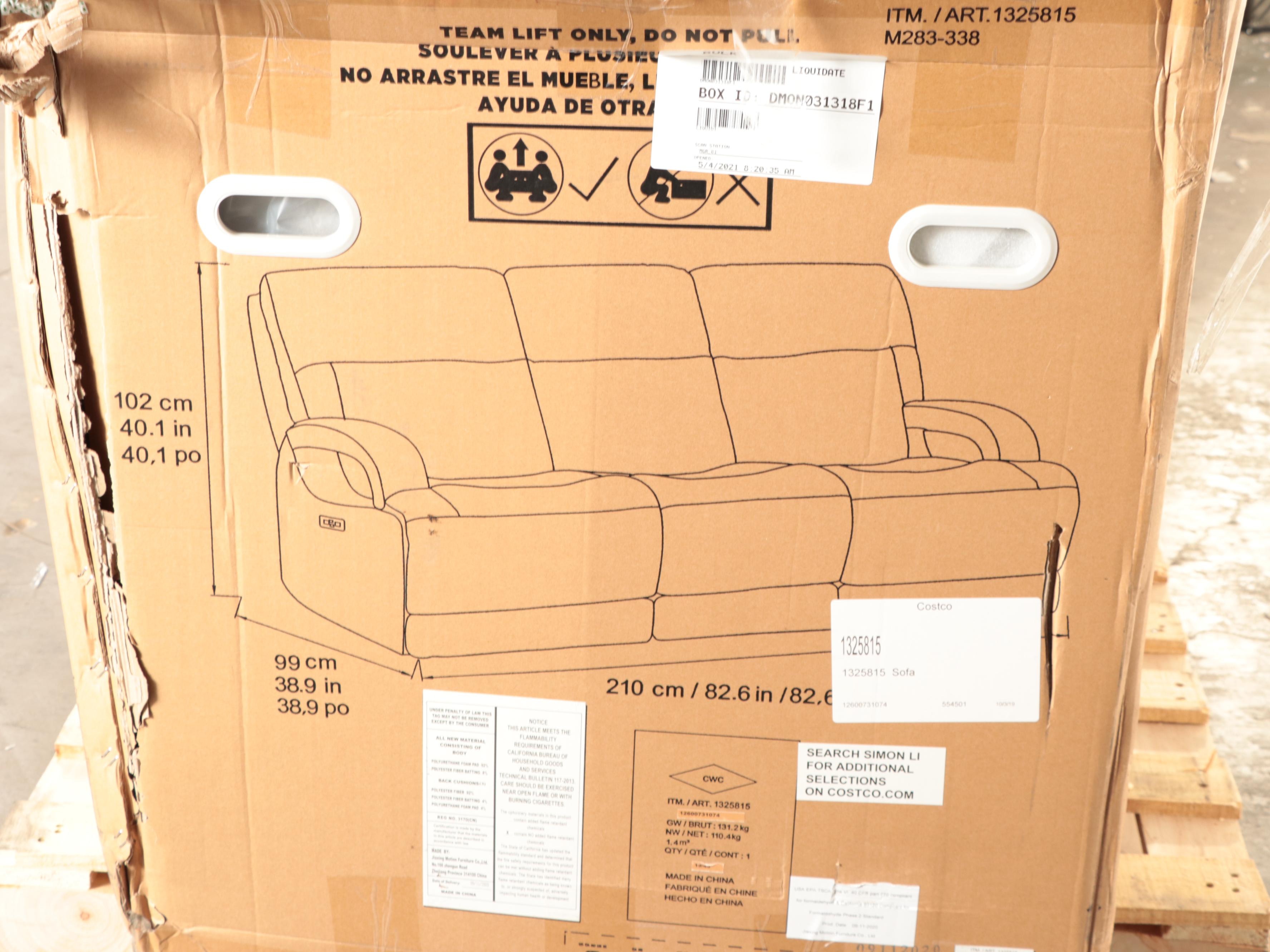 Simon Li "Dovestone" Leather Power Reclining Sofa with Power Headrests