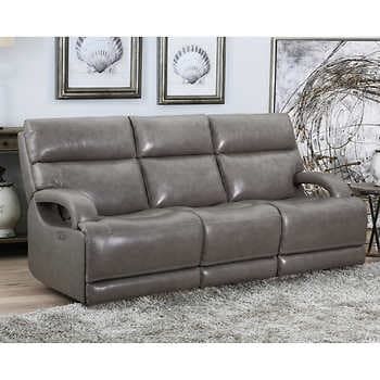 Simon Li "Dovestone" Leather Power Reclining Sofa with Power Headrests
