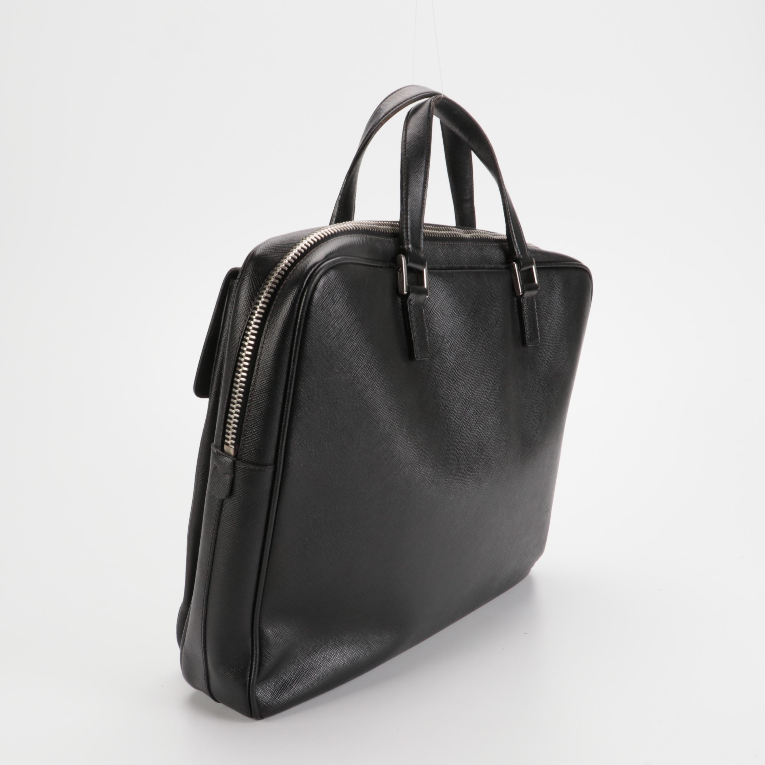Prada Travel Briefcase in Black Saffiano Leather