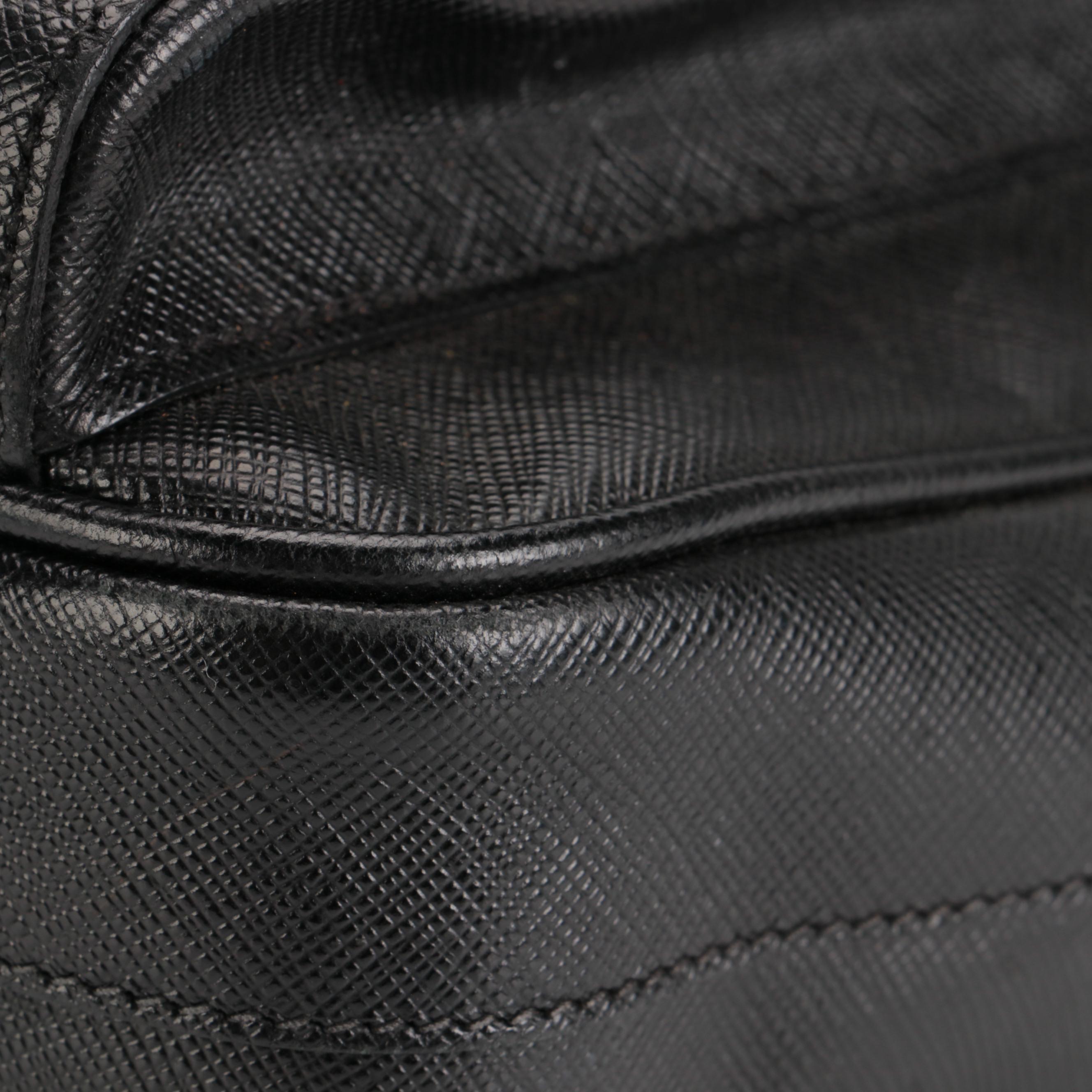 Prada Travel Briefcase in Black Saffiano Leather